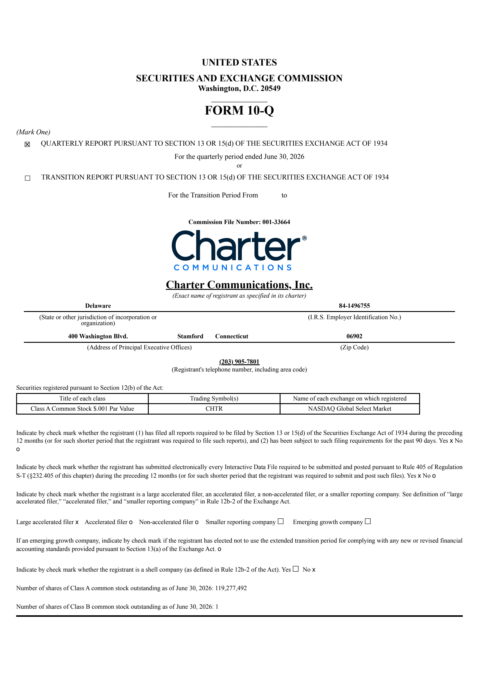 Charter Communications' Q2 2026 Quarterly report