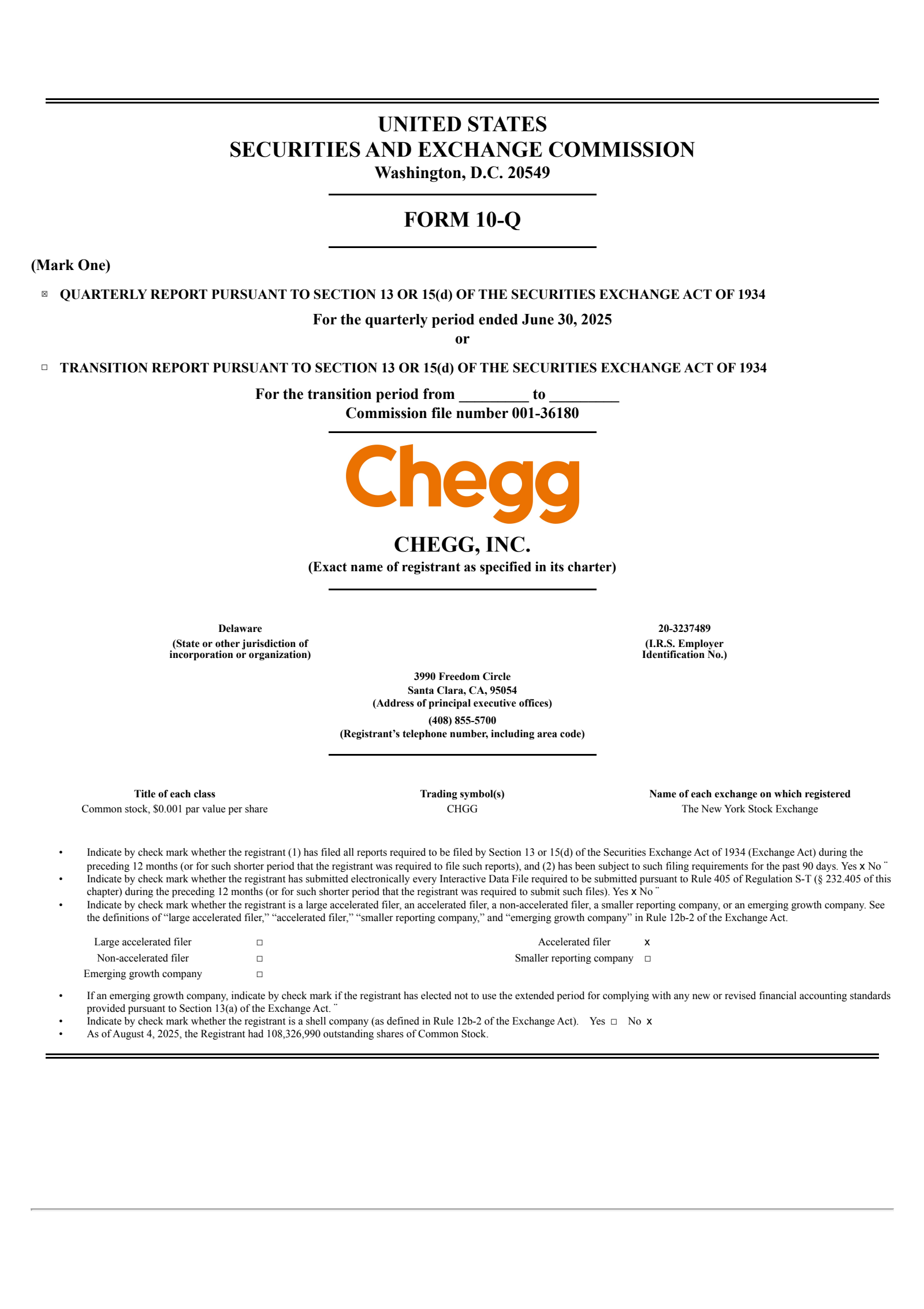 Chegg's Q2 2025 Quarterly report