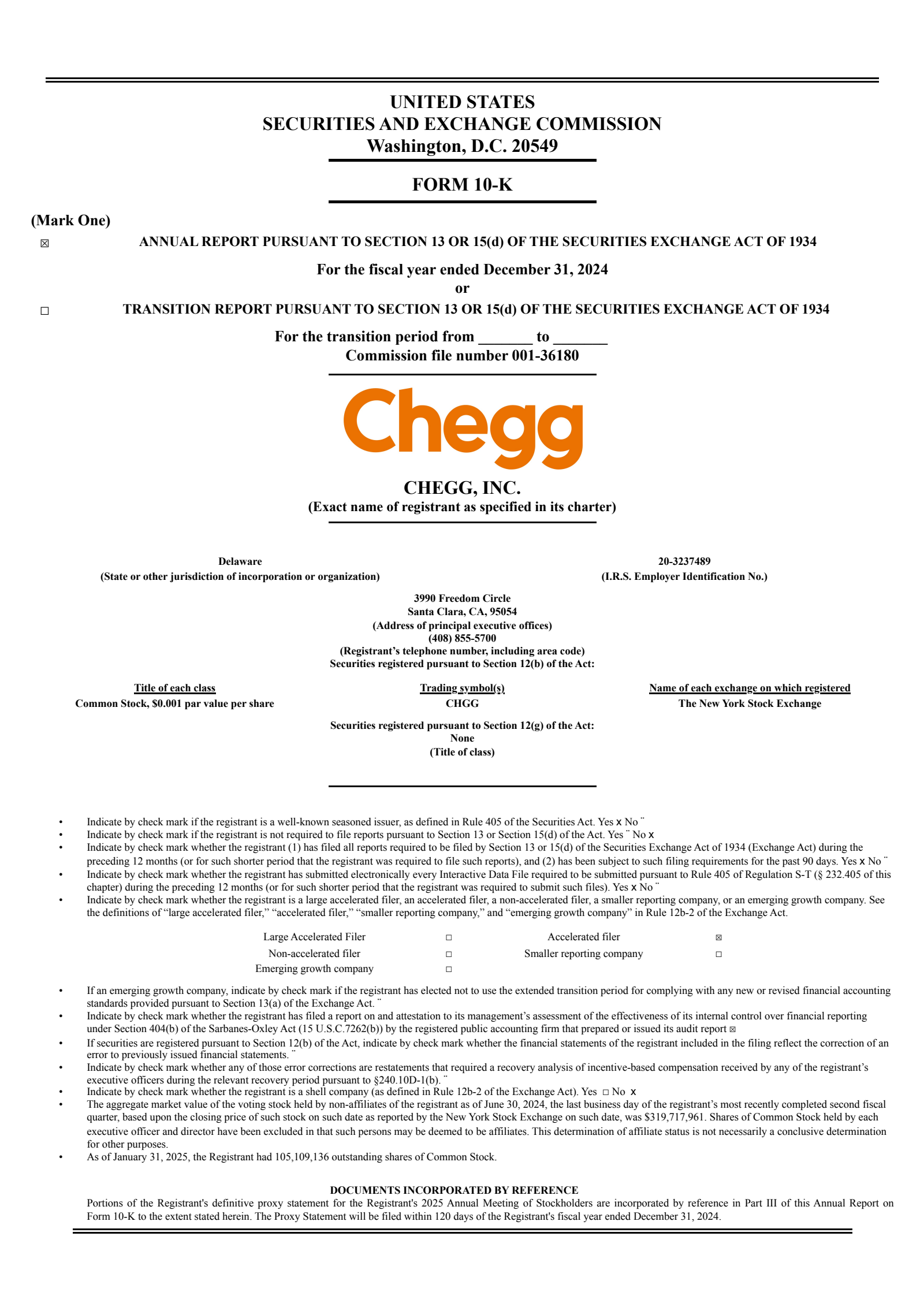 Chegg's Q4 2024 Annual report