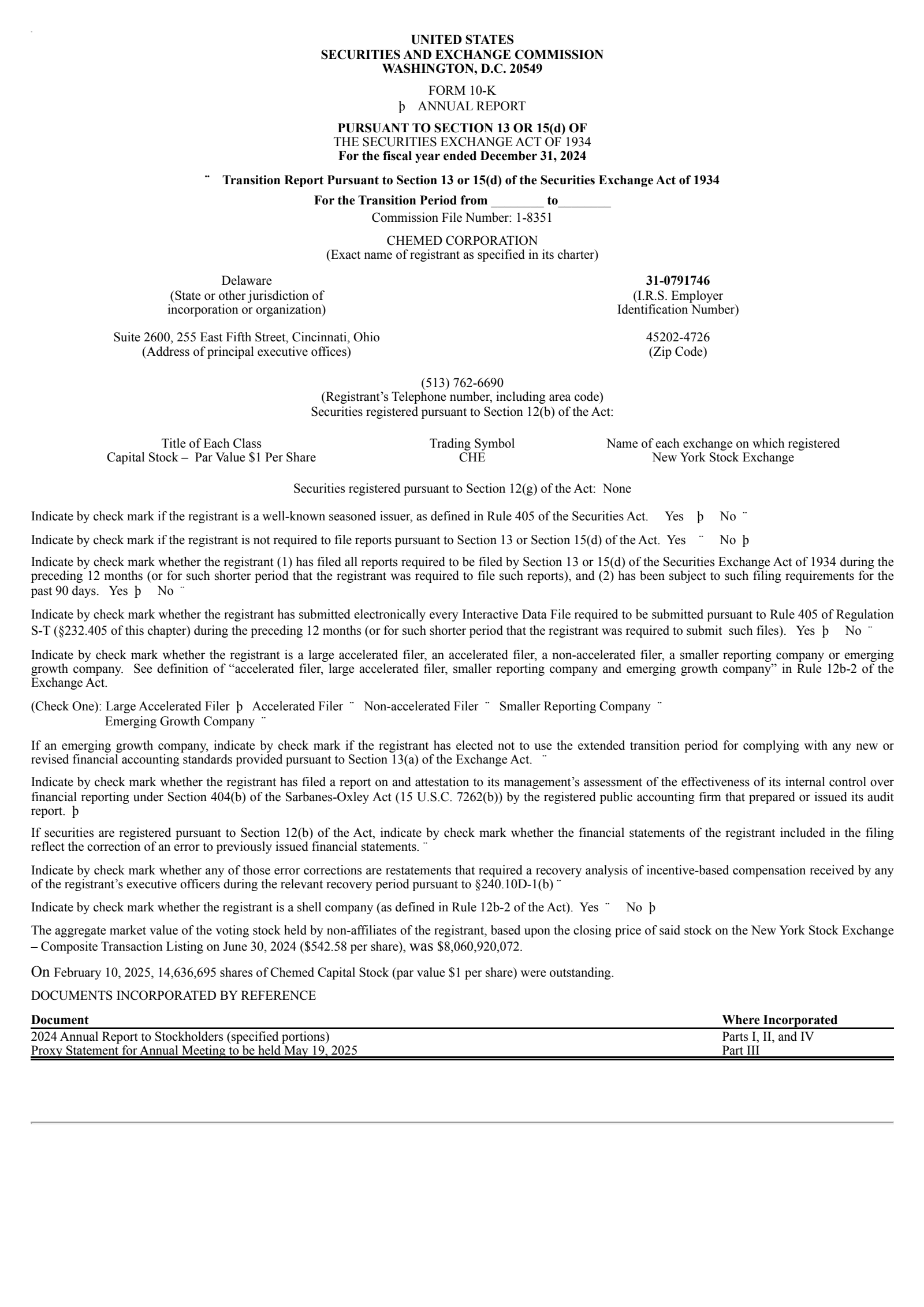 Chemed's Q4 2024 Annual report
