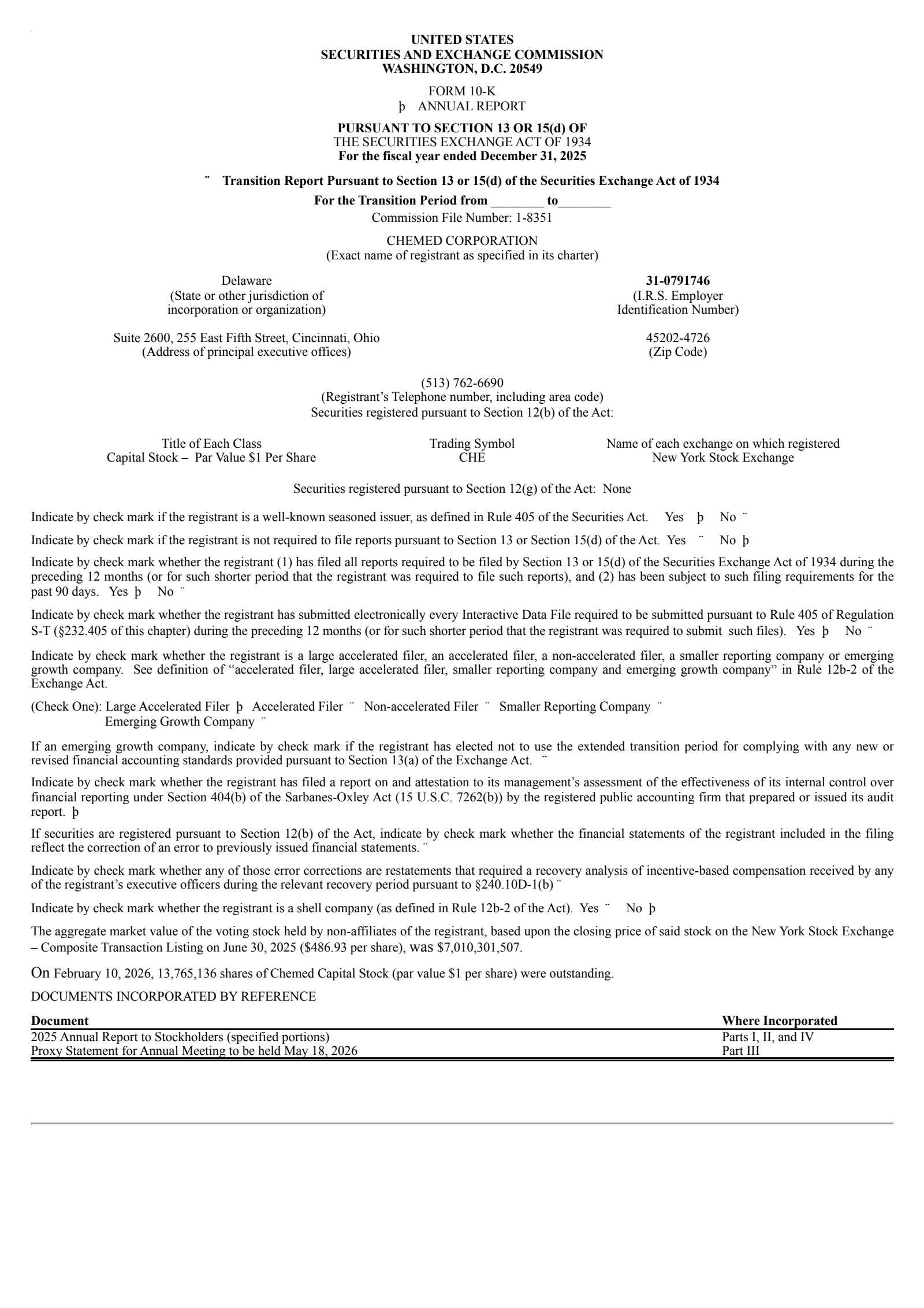 Chemed's Q4 2025 Annual report