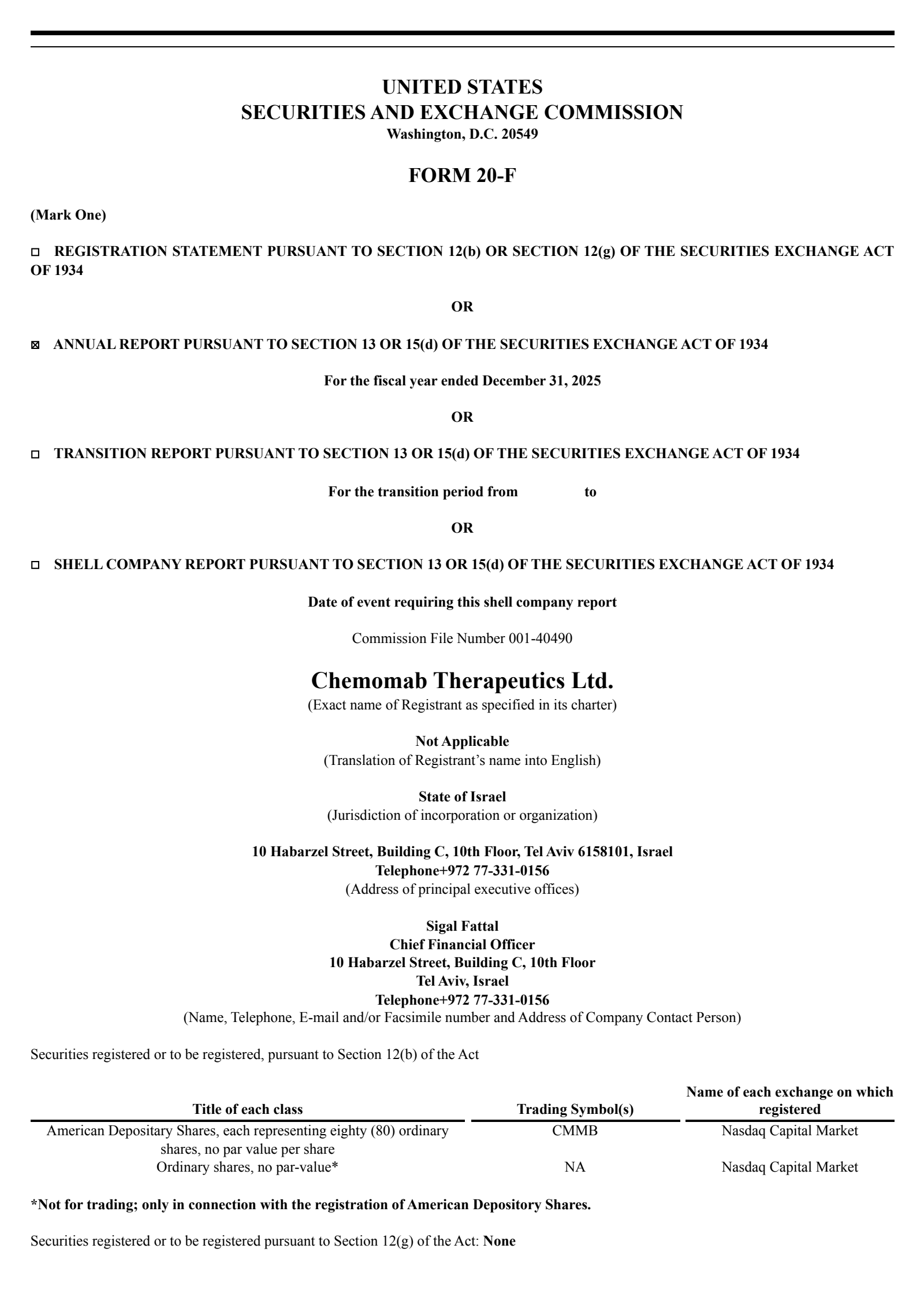 Chemomab Therapeutics' Q4 2025 Annual report