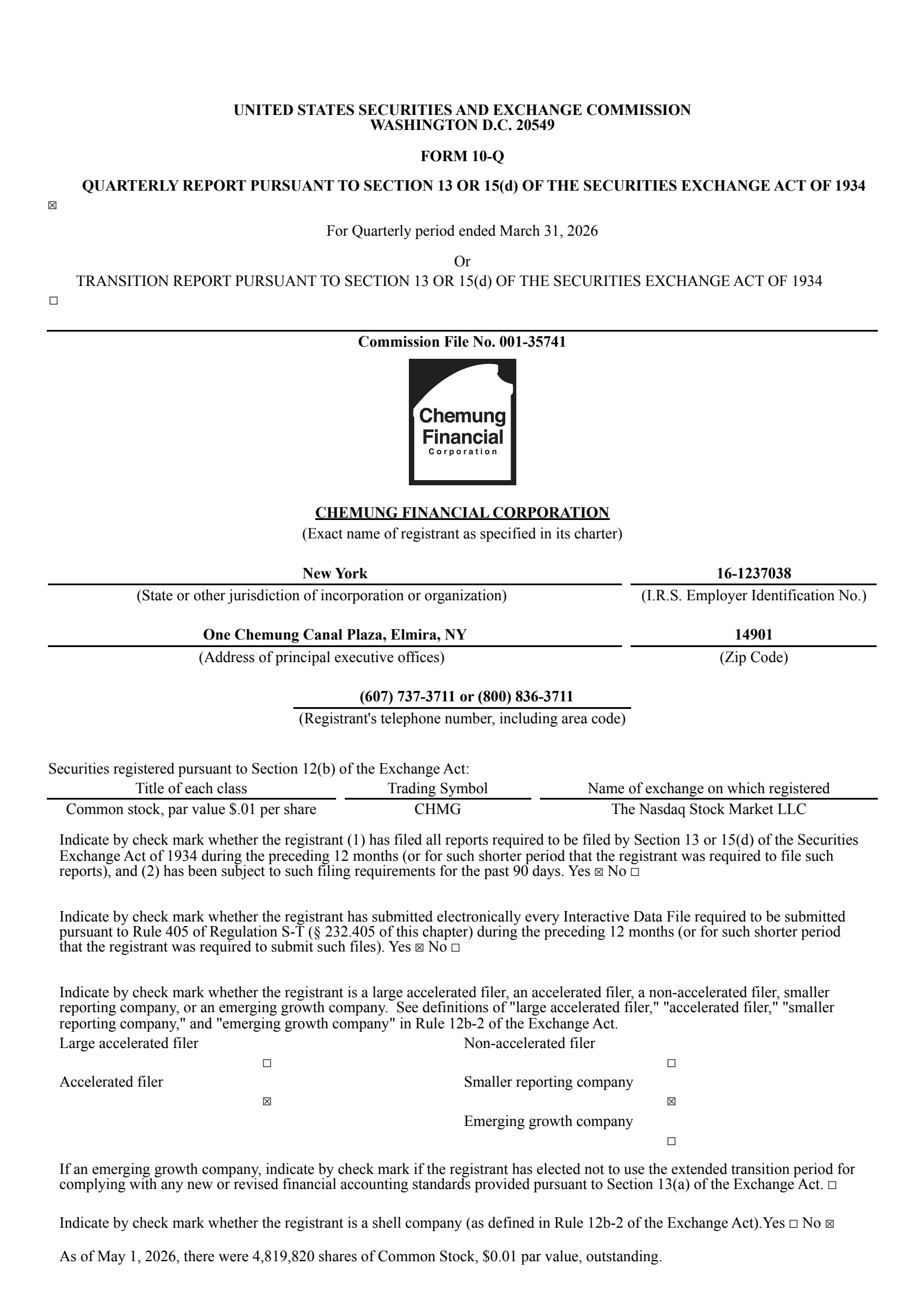 Chemung Financial's Q1 2026 Quarterly report