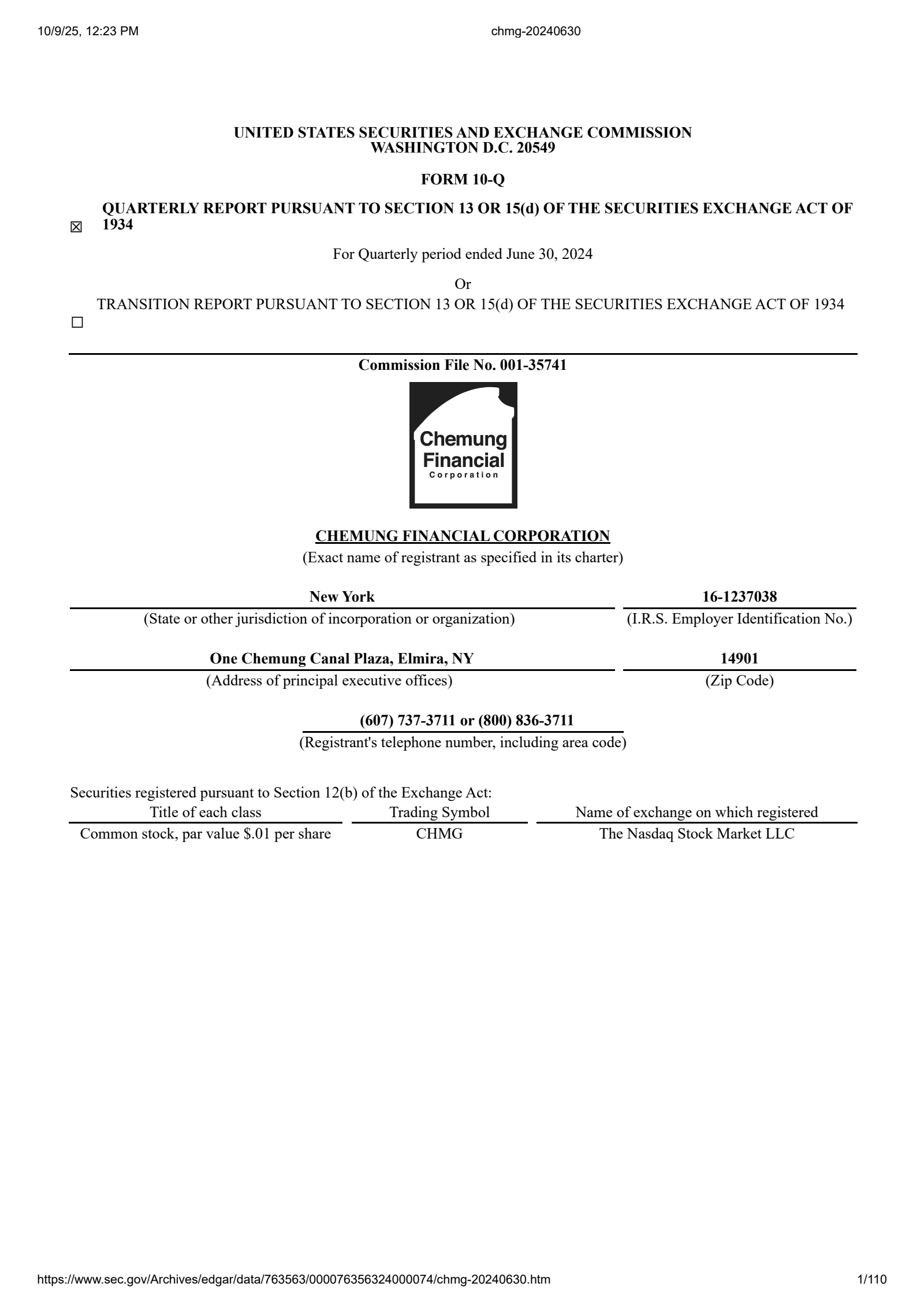 Chemung Financial's Q2 2024 Quarterly Report
