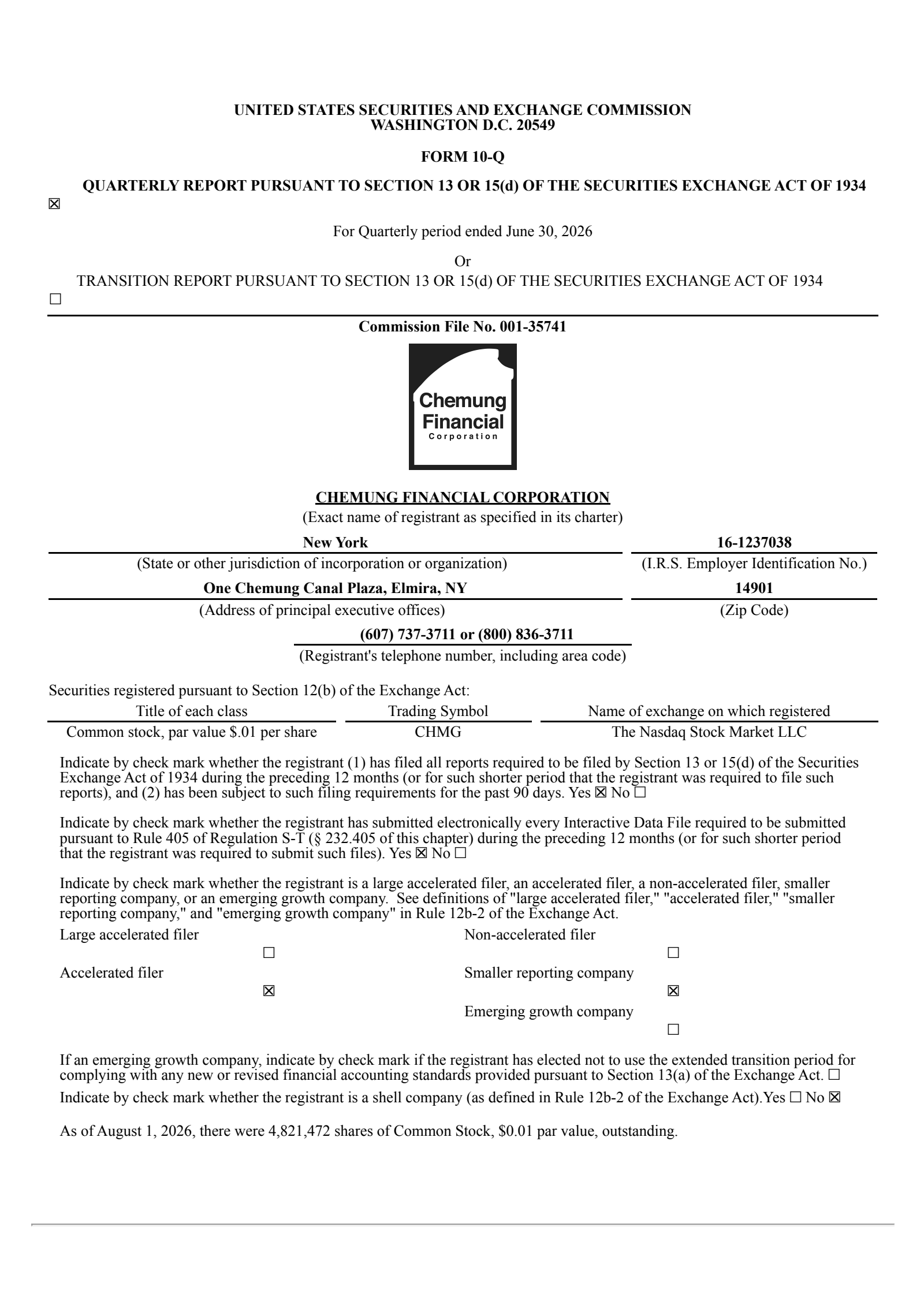 Chemung Financial's Q2 2026 Quarterly report