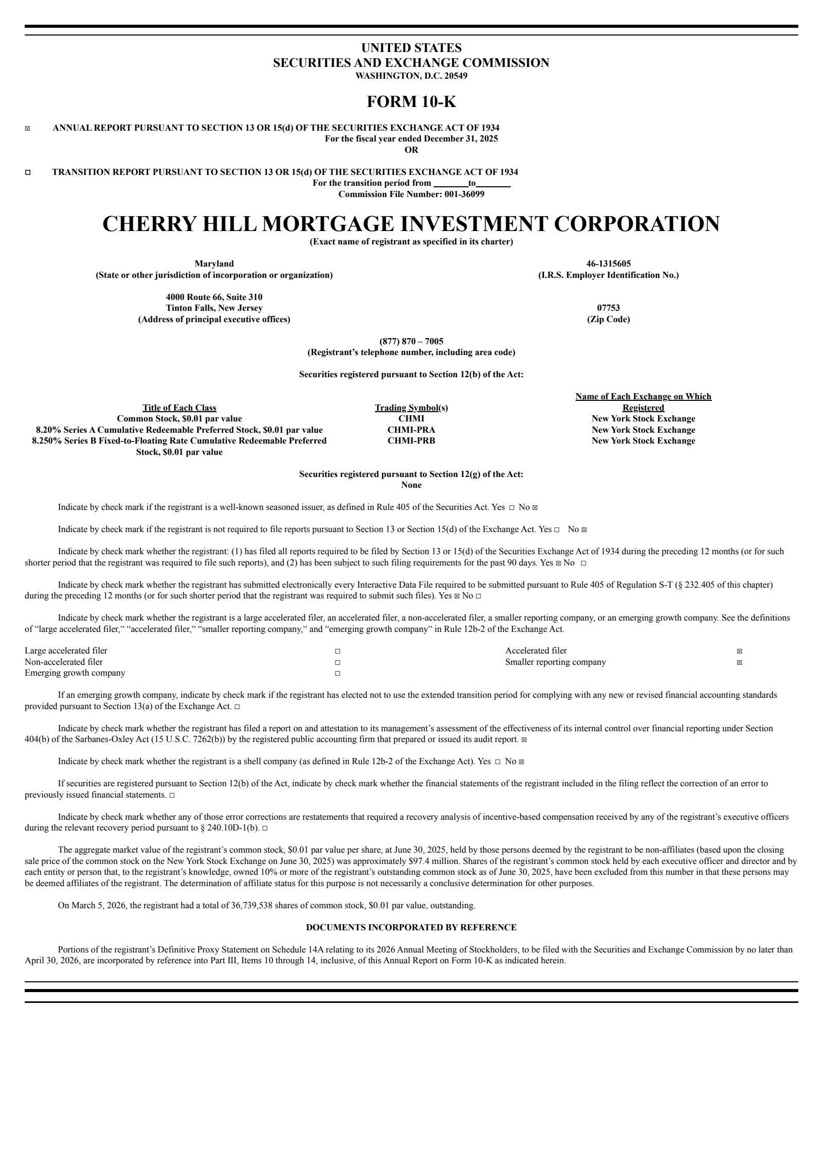 Cherry Hill Mortgage Investment's Q4 2025 Annual report