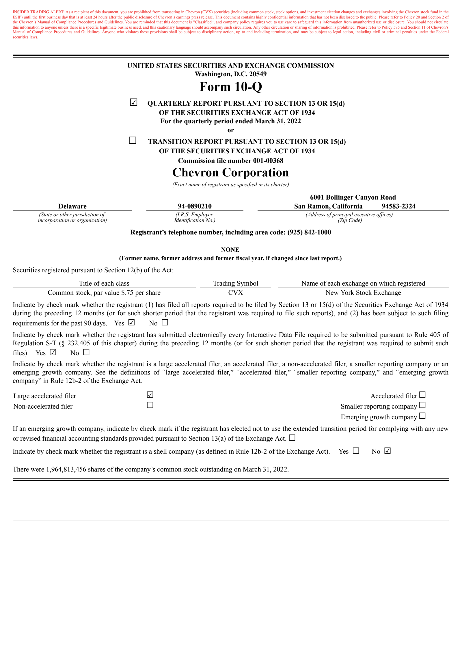 Chevron's Q1 2022 Quarterly Report