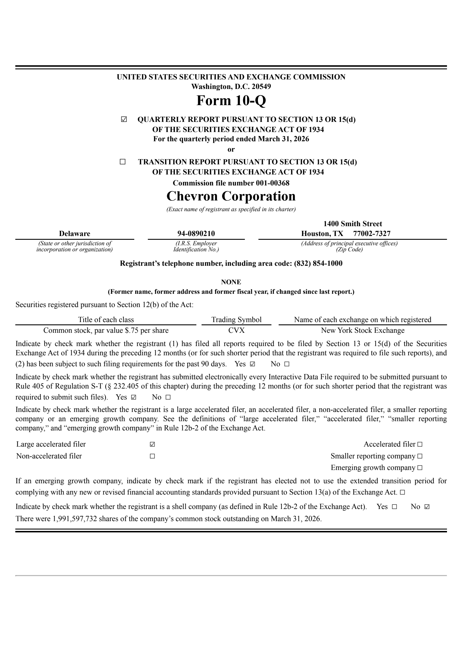 Chevron's Q1 2026 Quarterly report