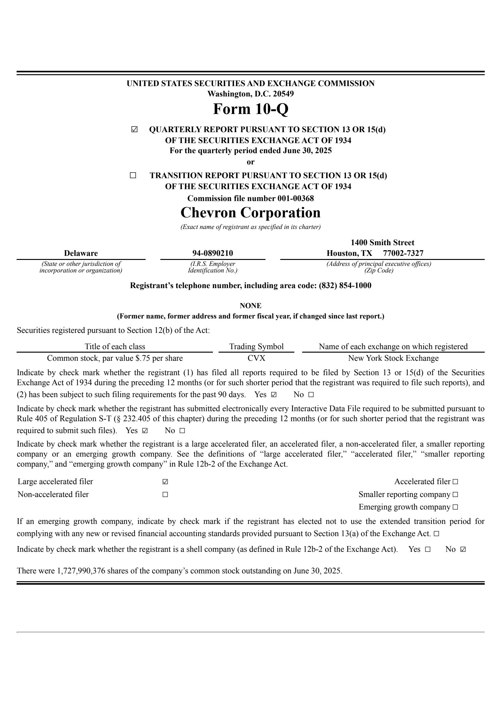 Chevron's Q2 2025 Quarterly report