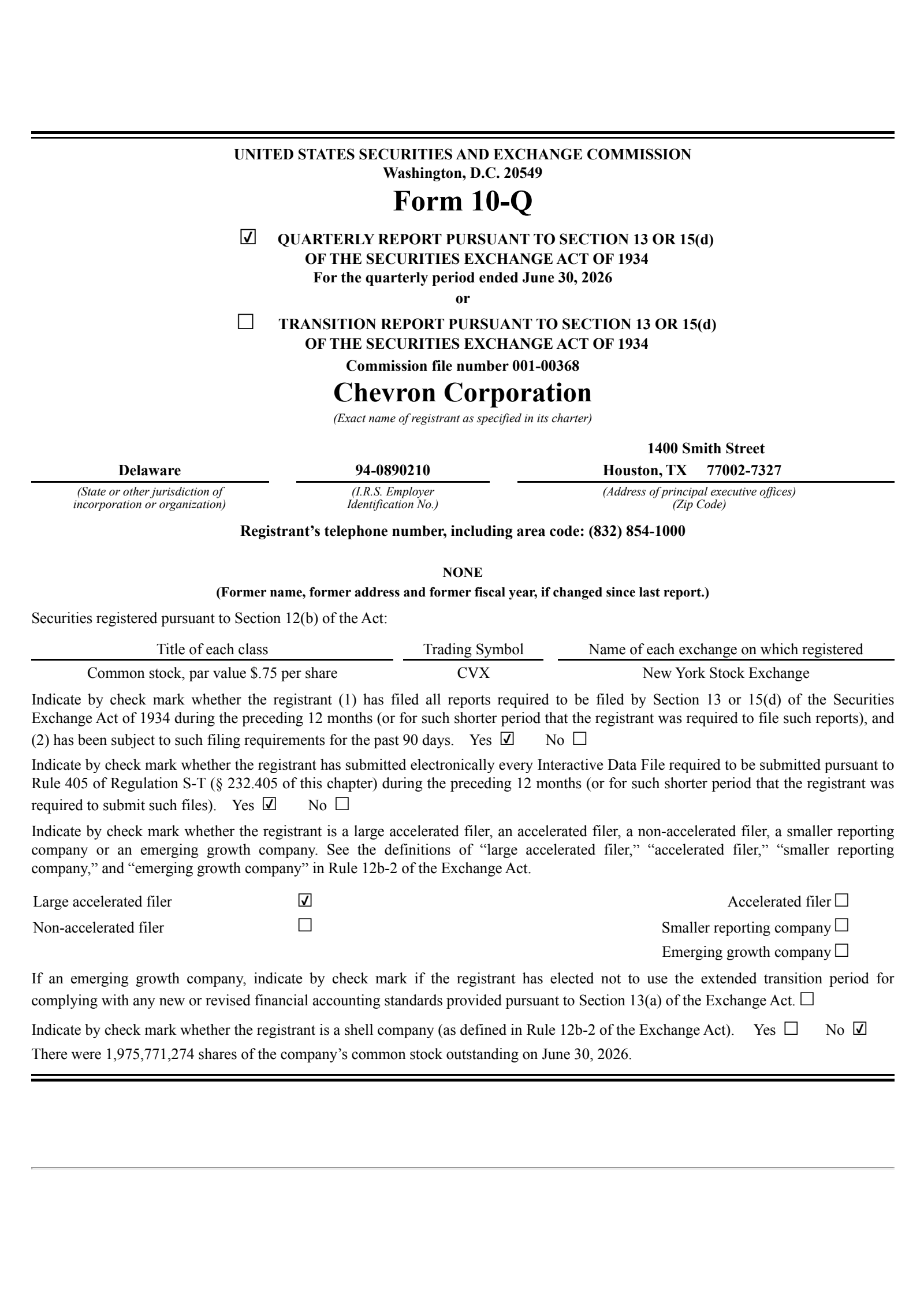 Chevron's Q2 2026 Quarterly report