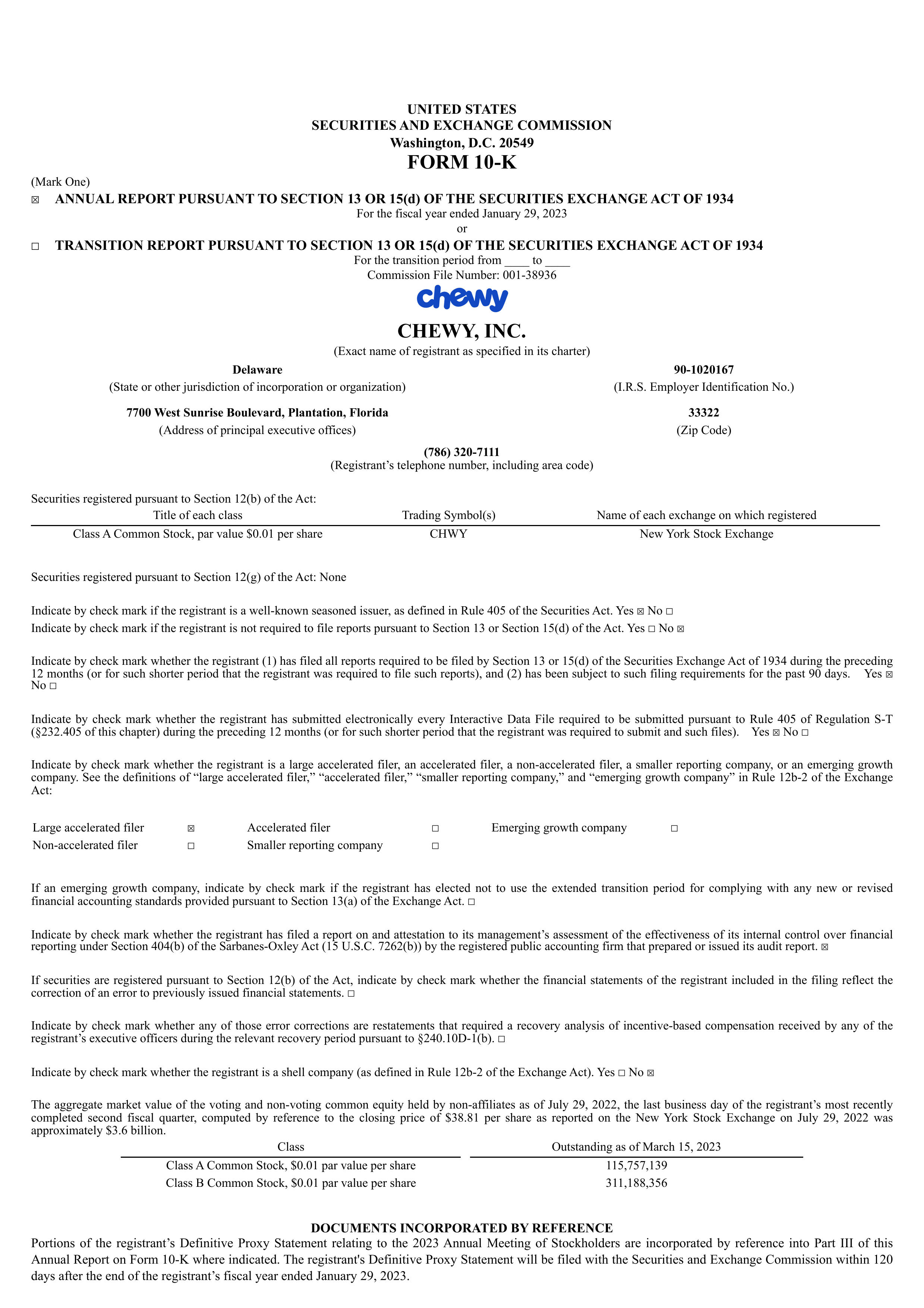 Chewy's Q4 2023 Annual report