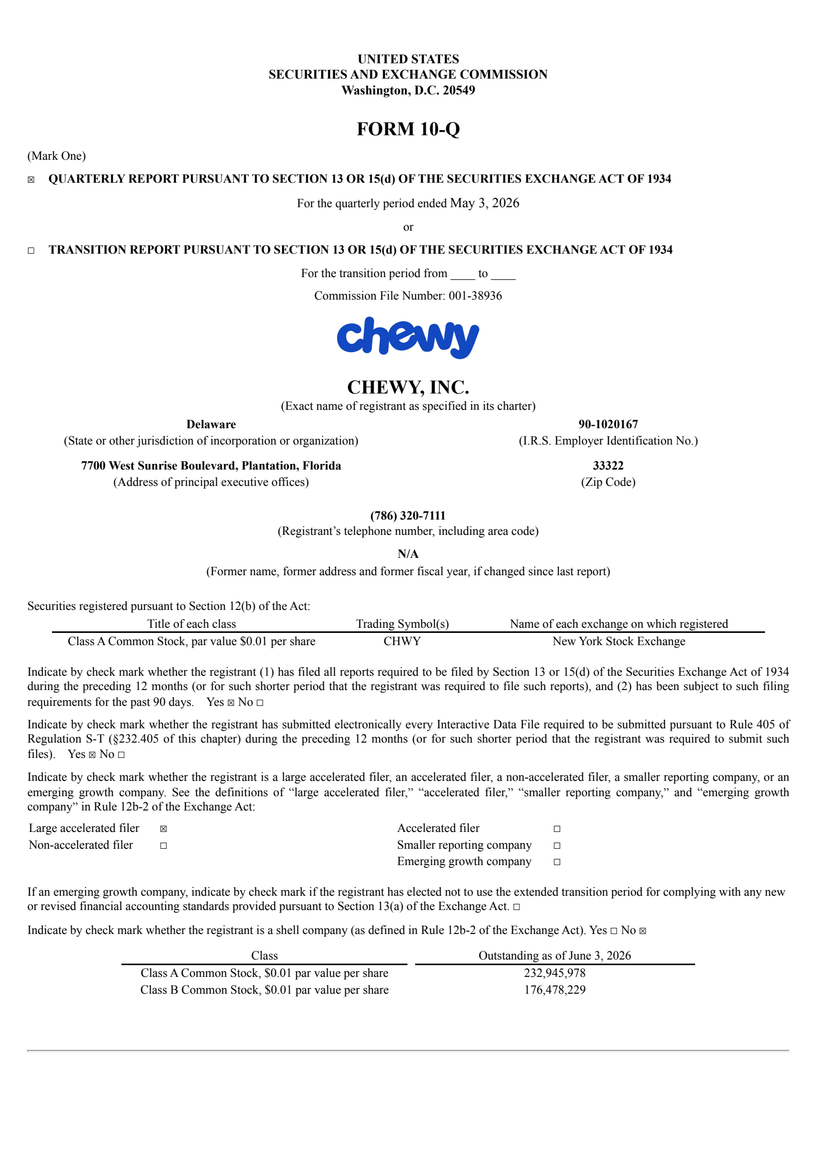 Chewy's Q1 2027 Quarterly report