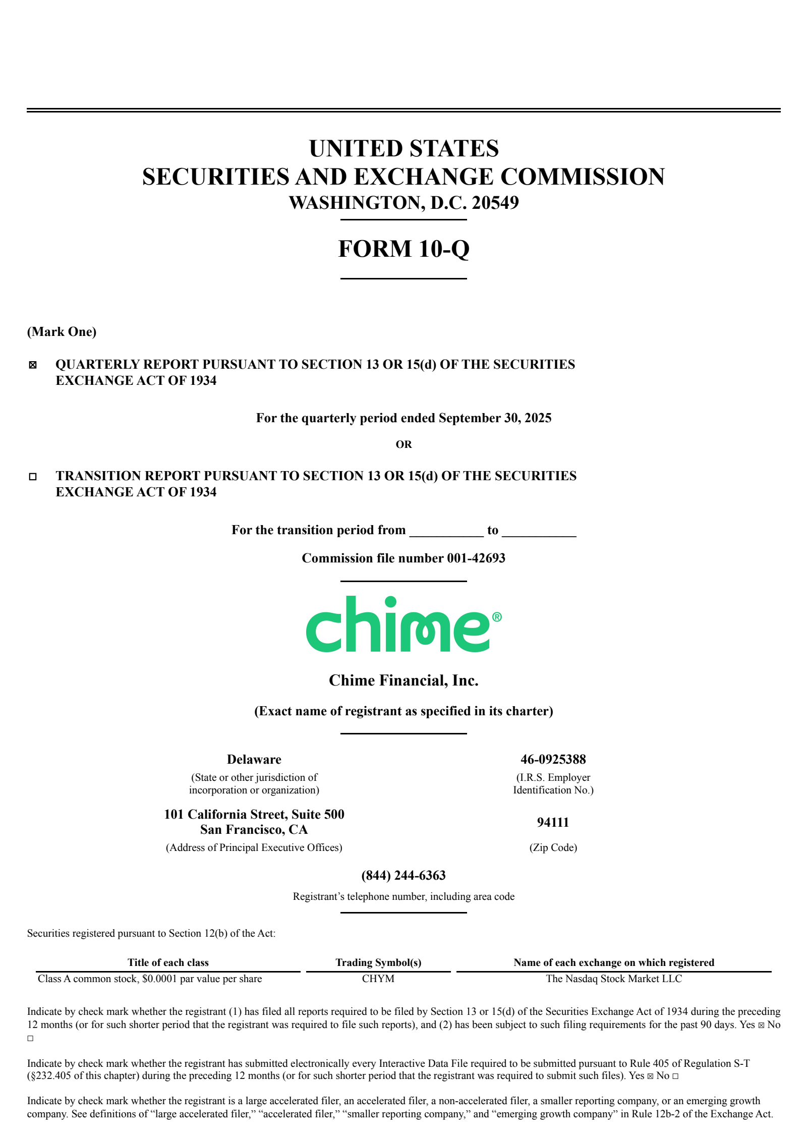 Chime Financial's Q3 2025 Quarterly Report