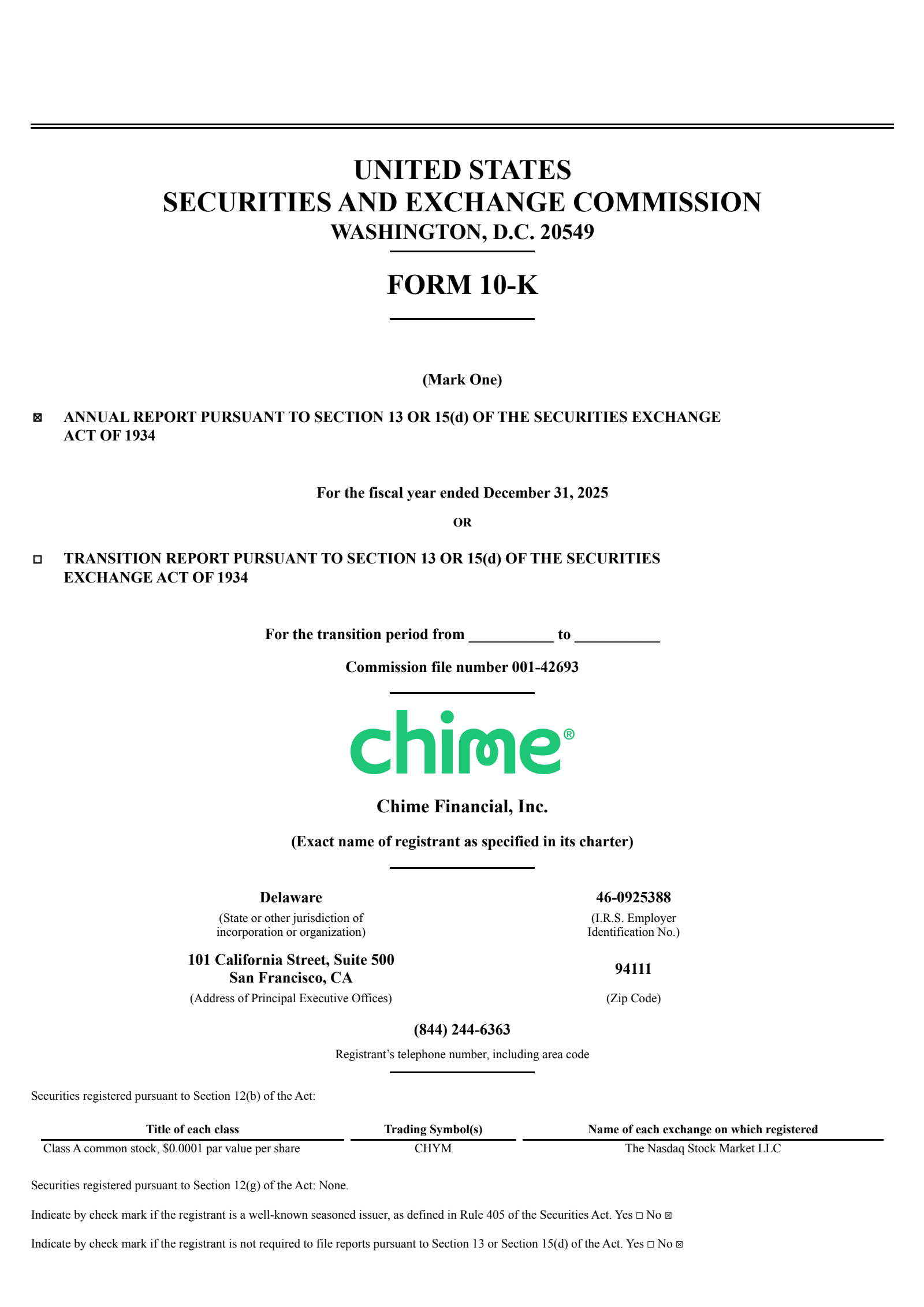 Chime Financial's Q4 2025 Annual report
