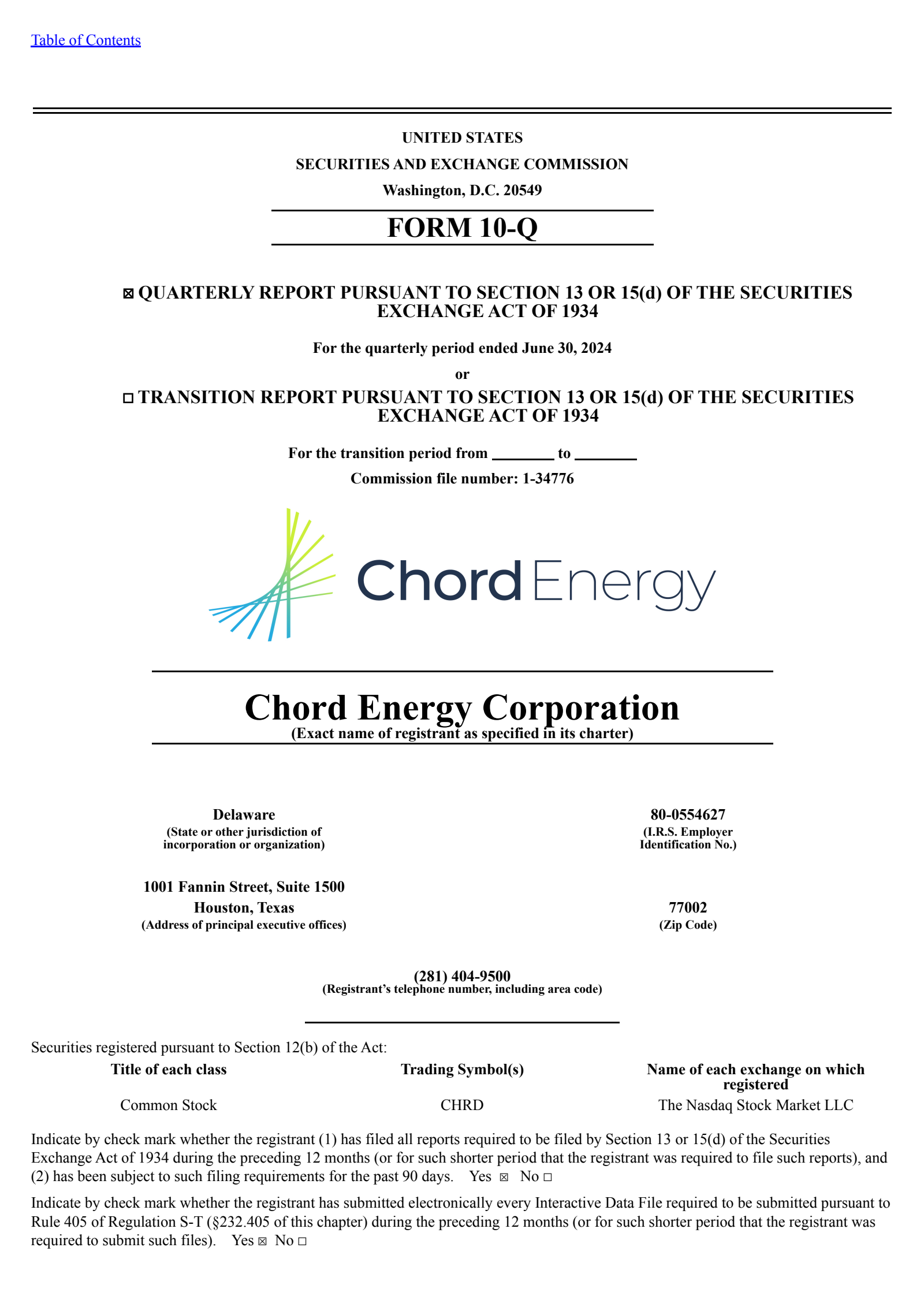 CHRD Q2 2024 Earnings Report on 8/7/2024