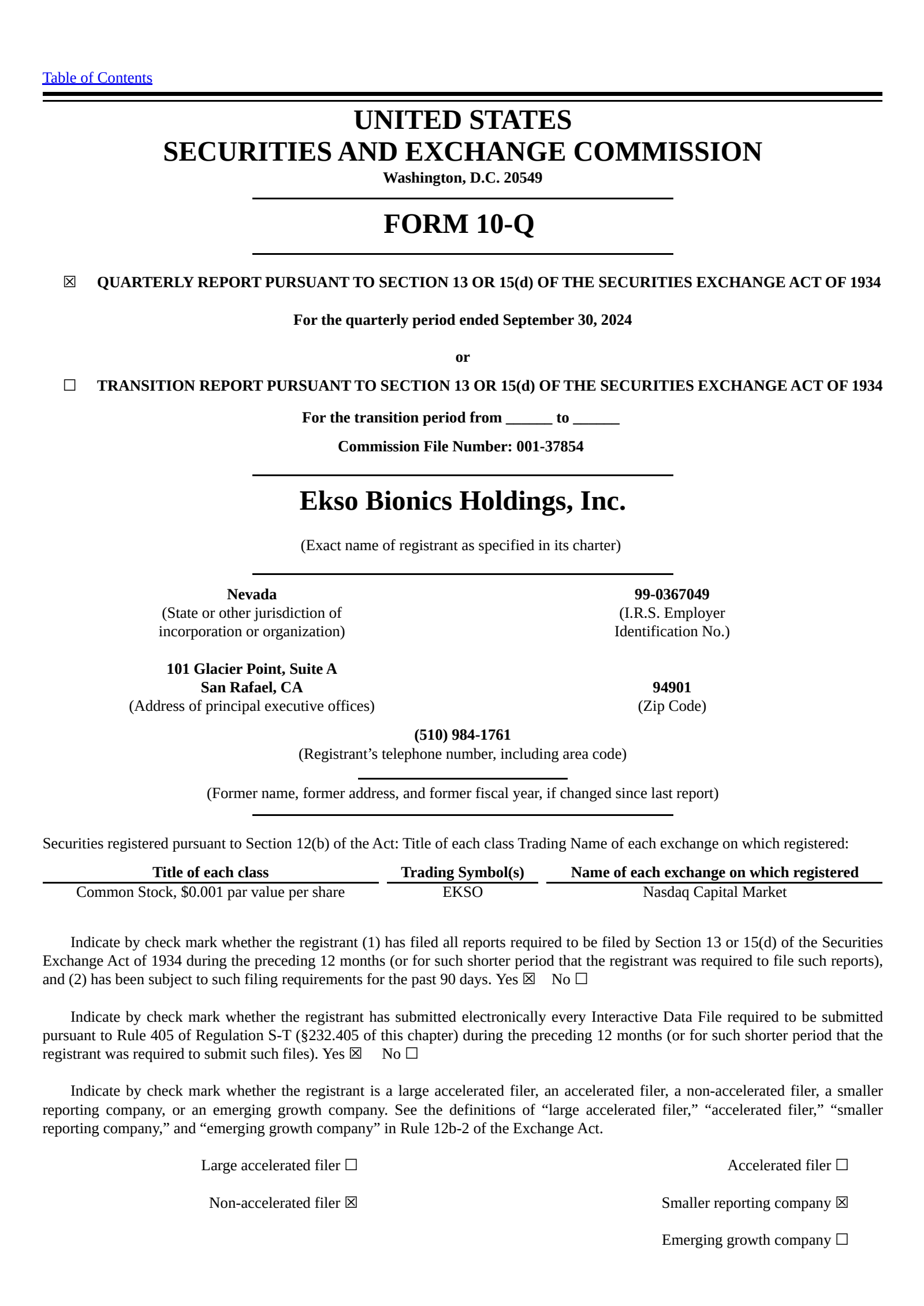 ChronoScale Corporation Common Stock's Q3 2024 Quarterly report