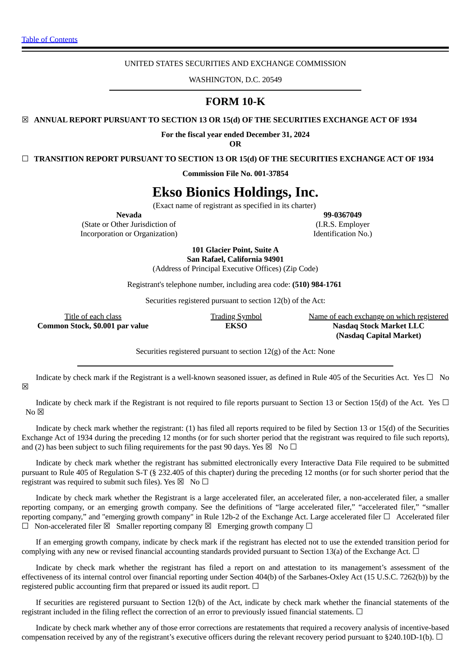 ChronoScale Corporation Common Stock's Q4 2024 Annual report