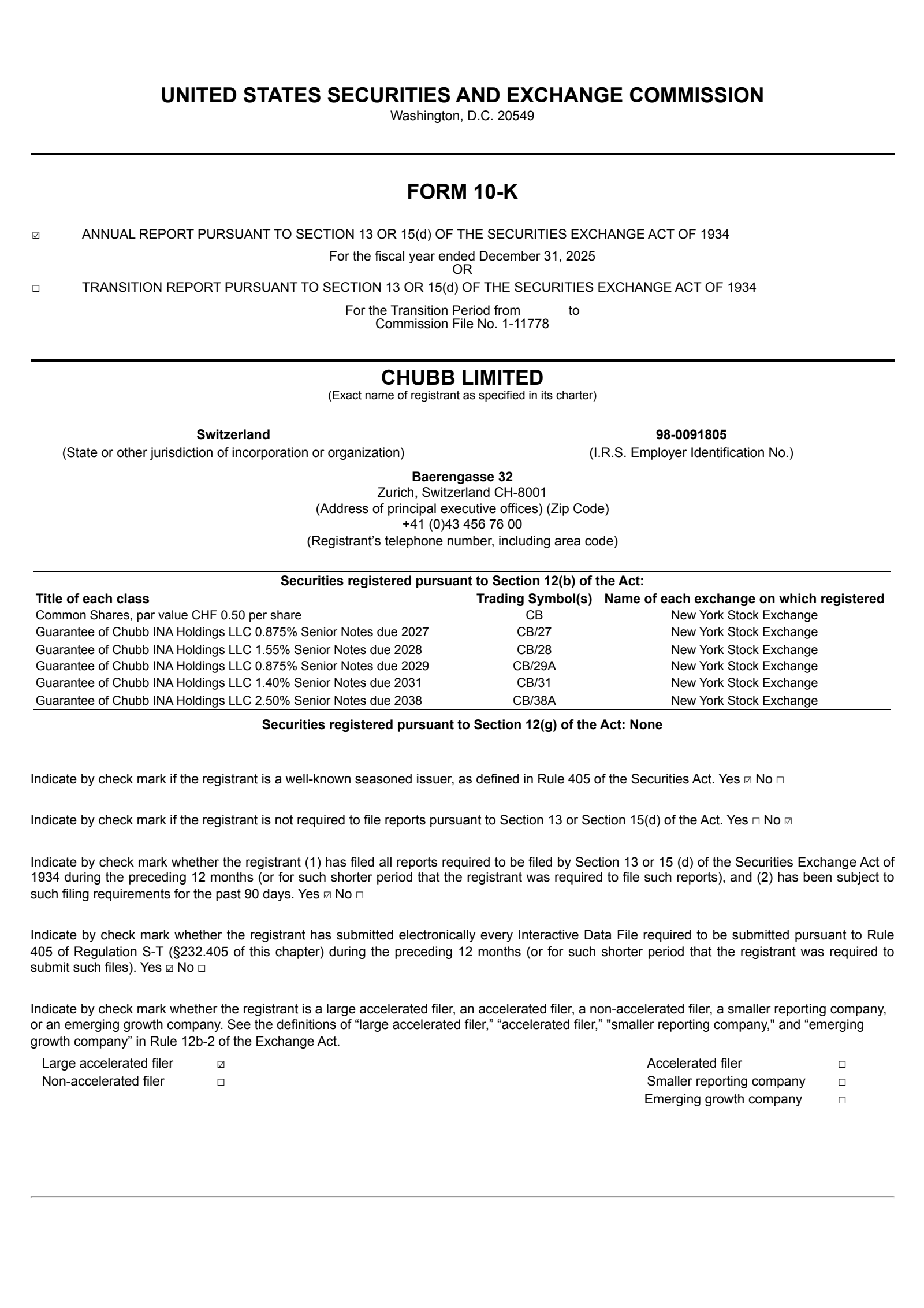 Chubb's Q4 2025 Annual report