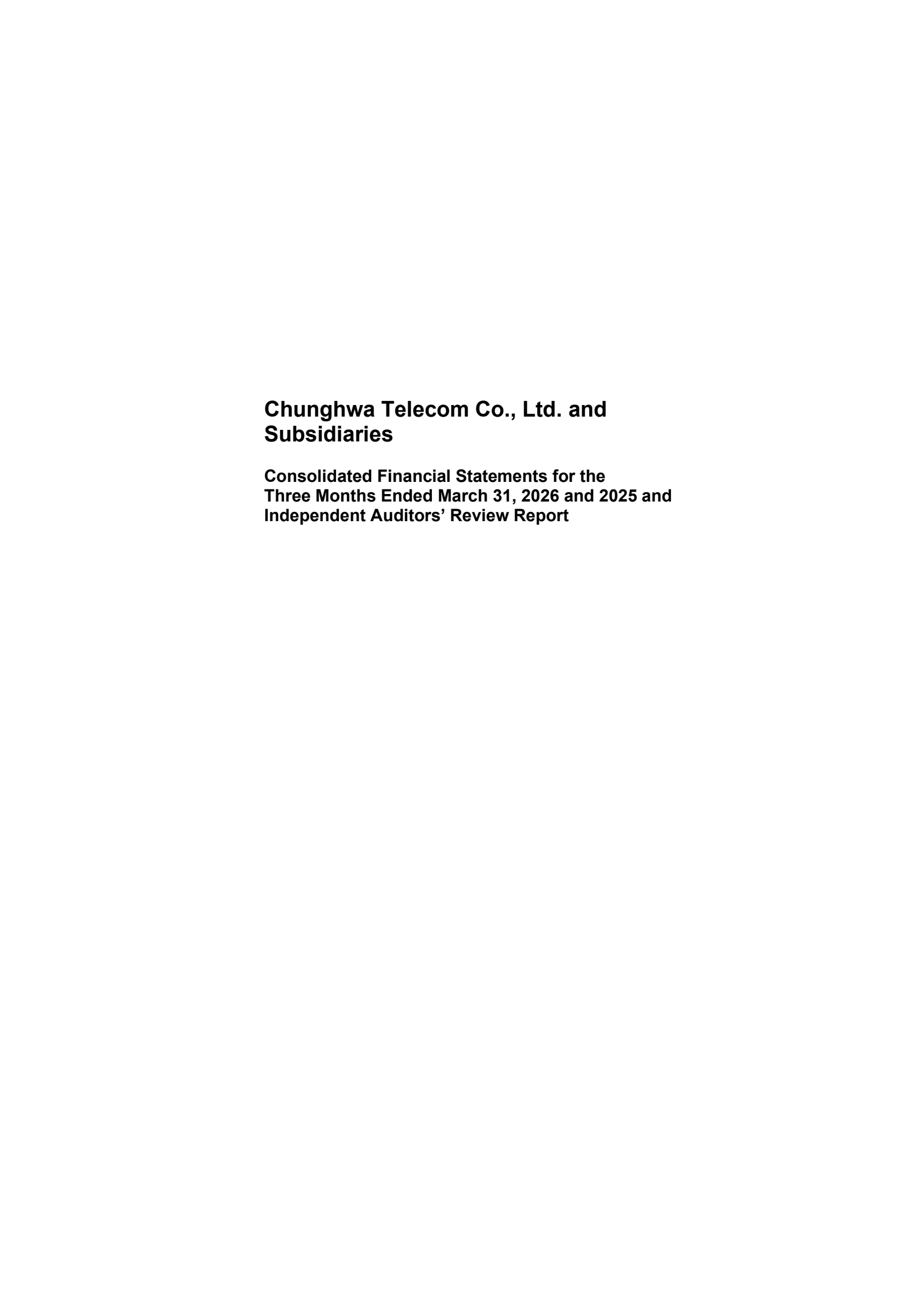 Chunghwa Telecom's Q1 2026 Interim report