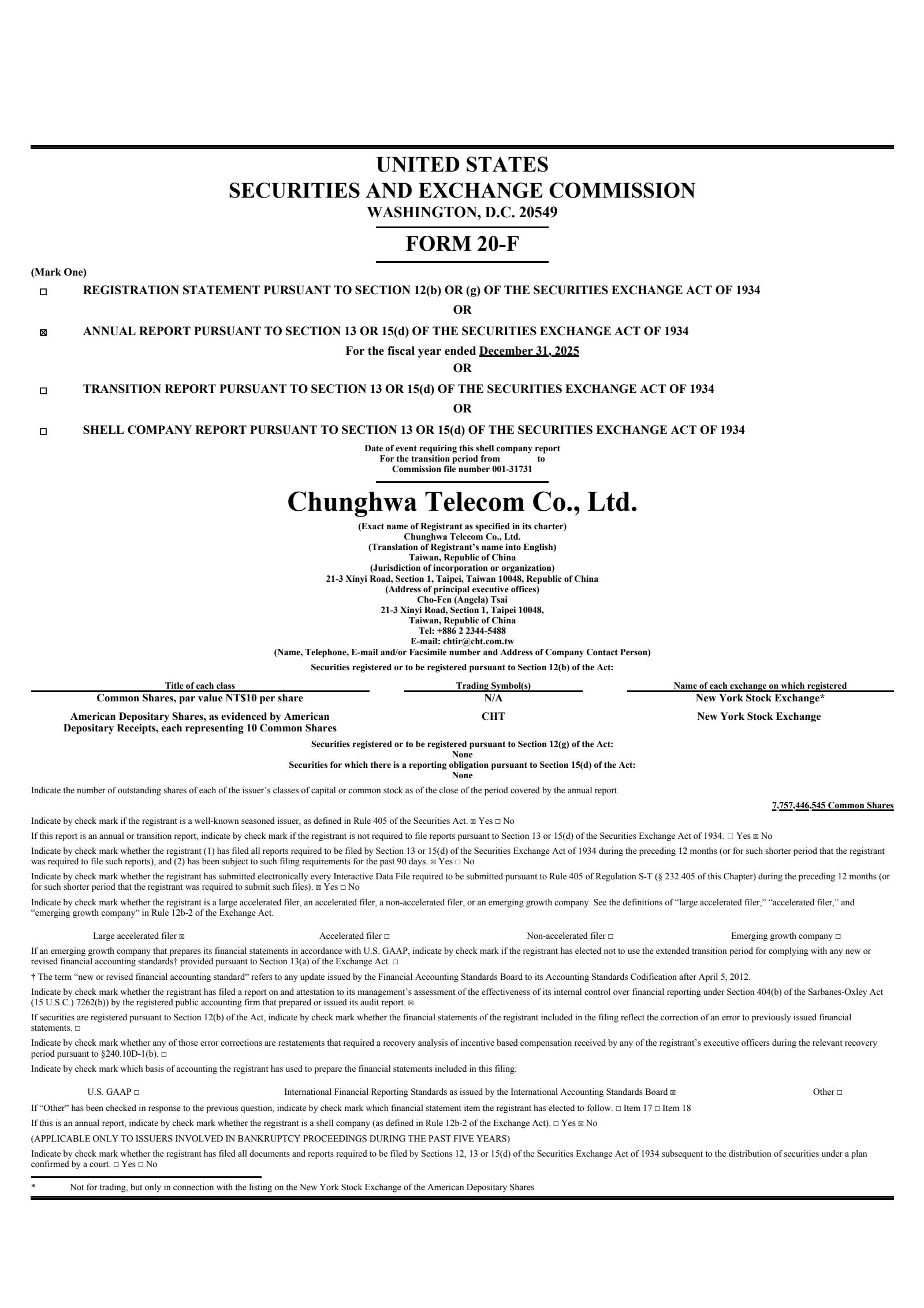 Chunghwa Telecom's Q4 2025 Annual report