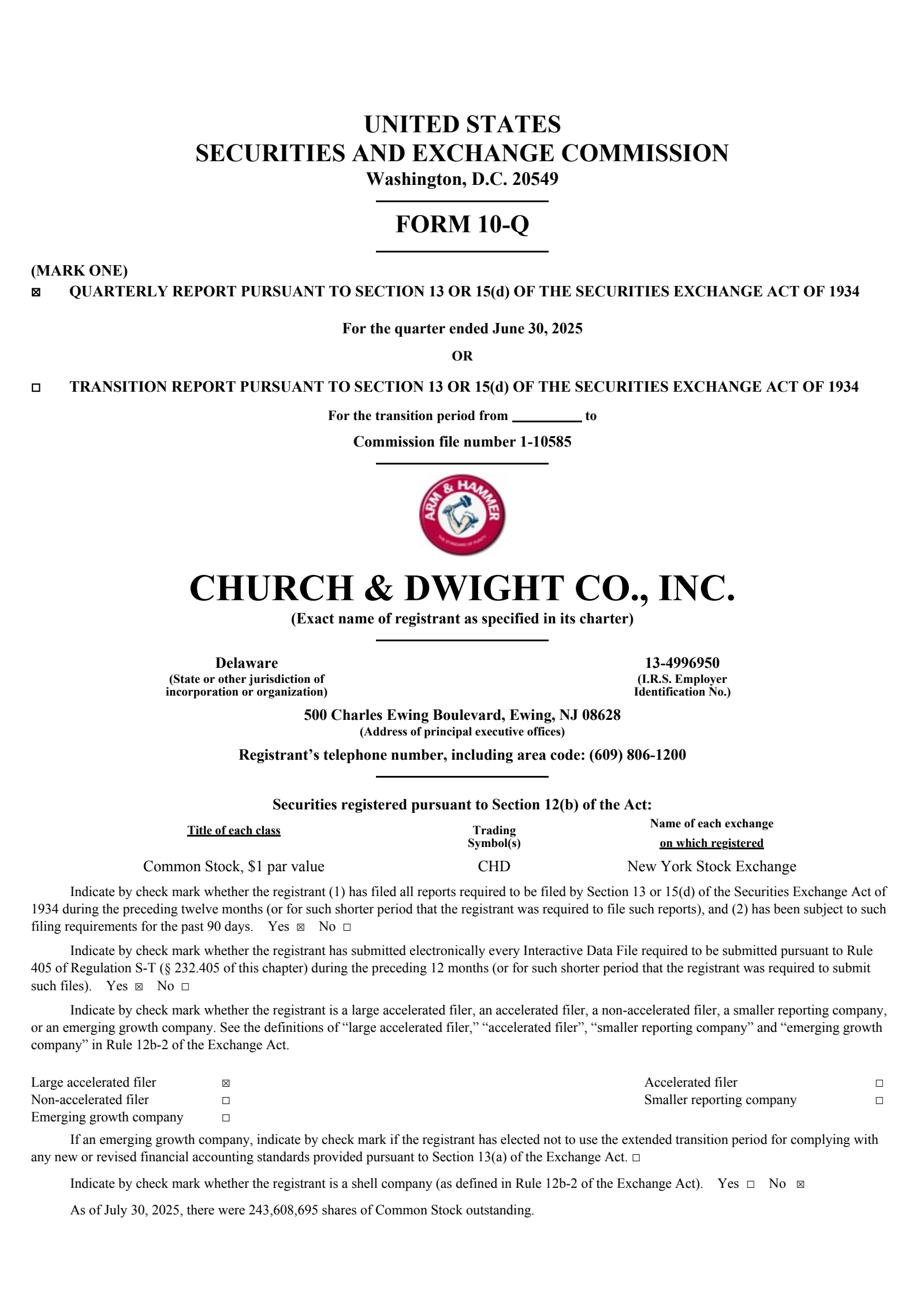 Church & Dwight's Q2 2025 Quarterly report