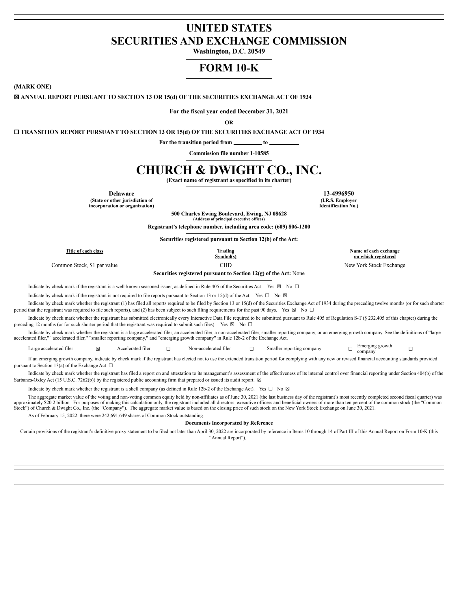 Church & Dwight's Q4 2021 & Analyst Day 2022 Annual Report