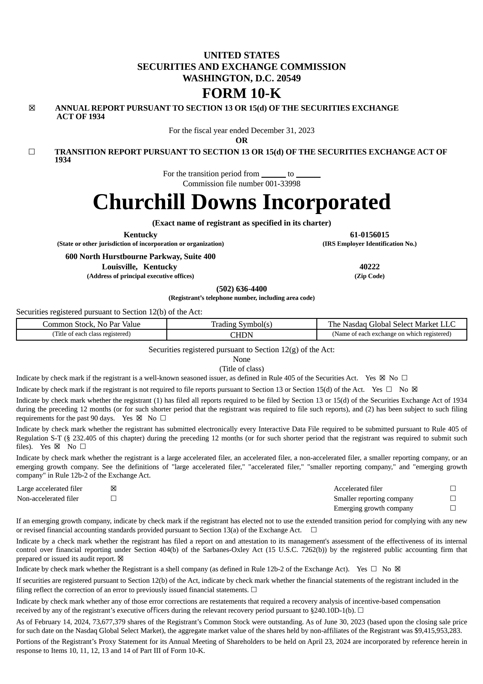 Churchill Downs' Q4 2023 Annual report