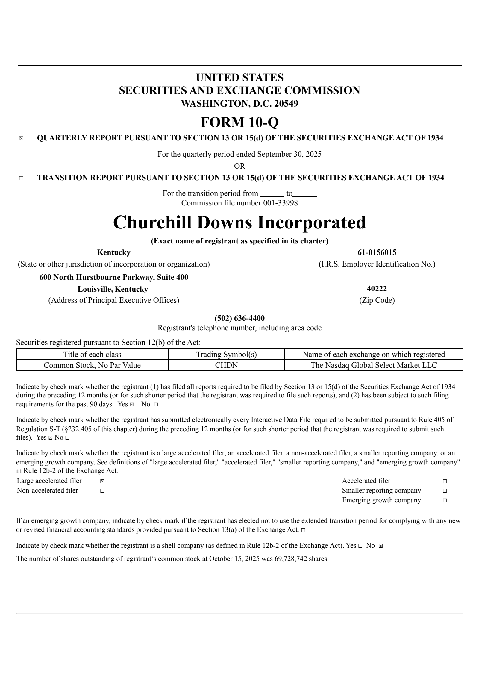 Churchill Downs' Q3 2025 Quarterly Report