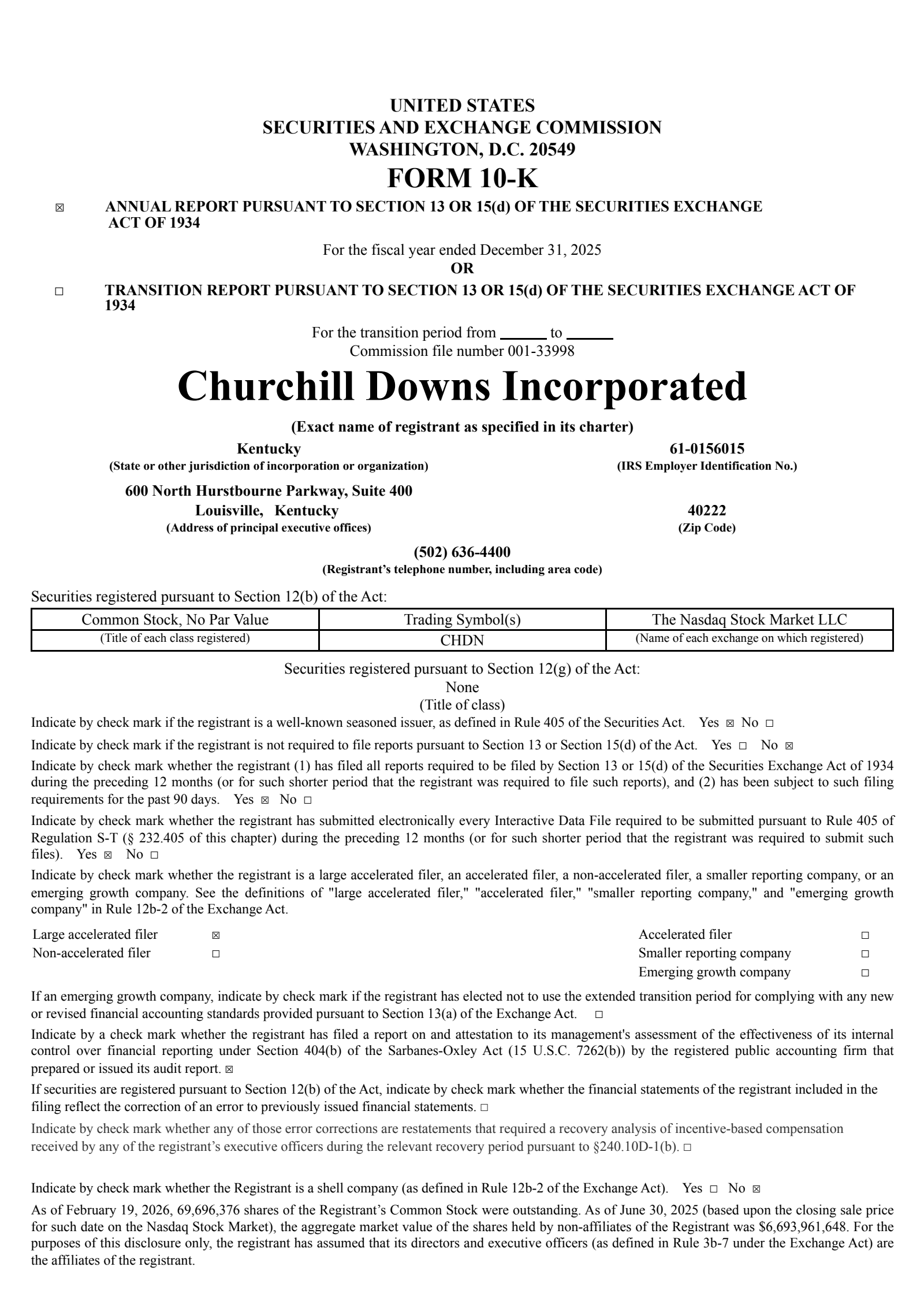 Churchill Downs' Q4 2025 Annual report