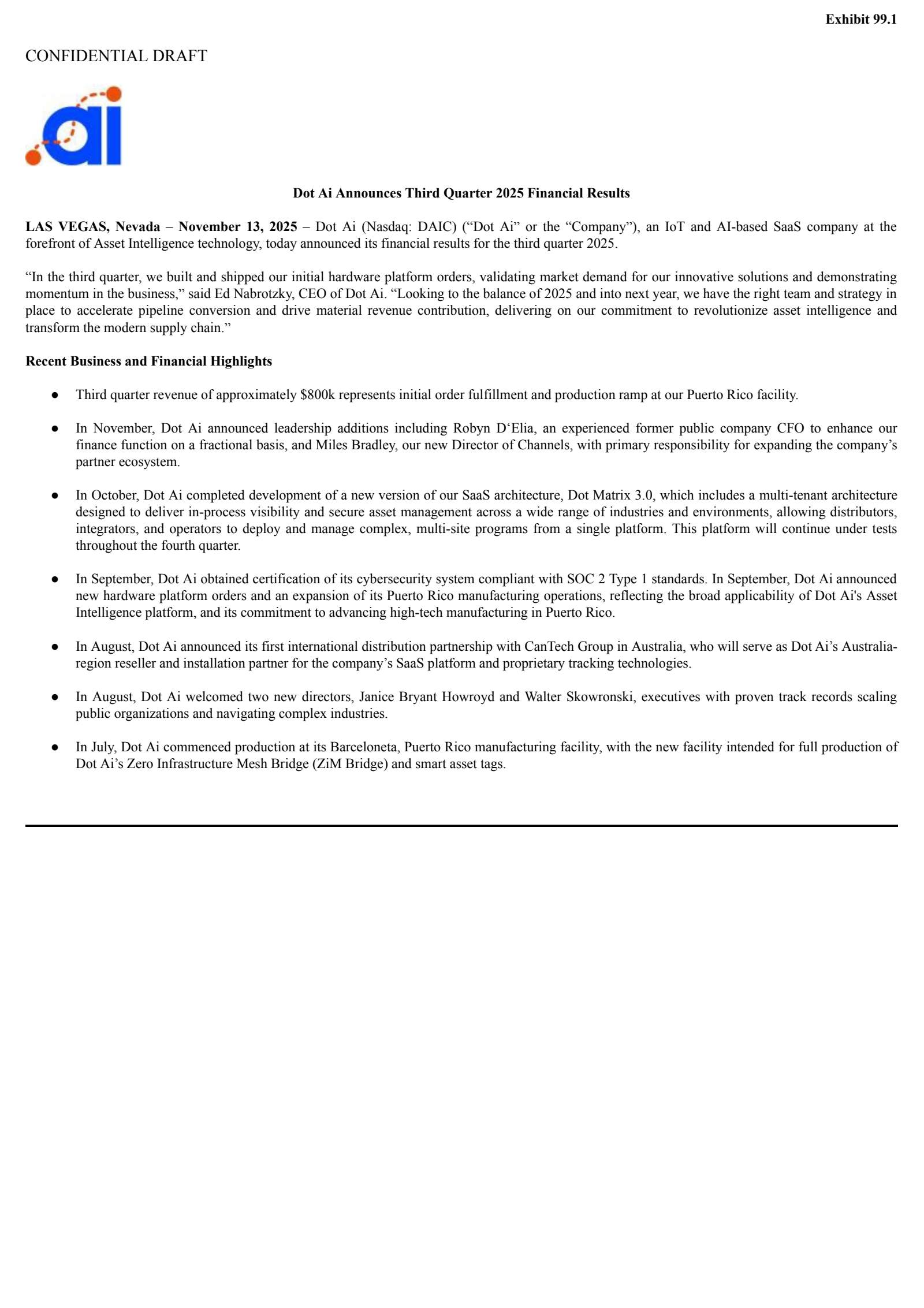 CID Holdco's Q3 2025 Earnings Release