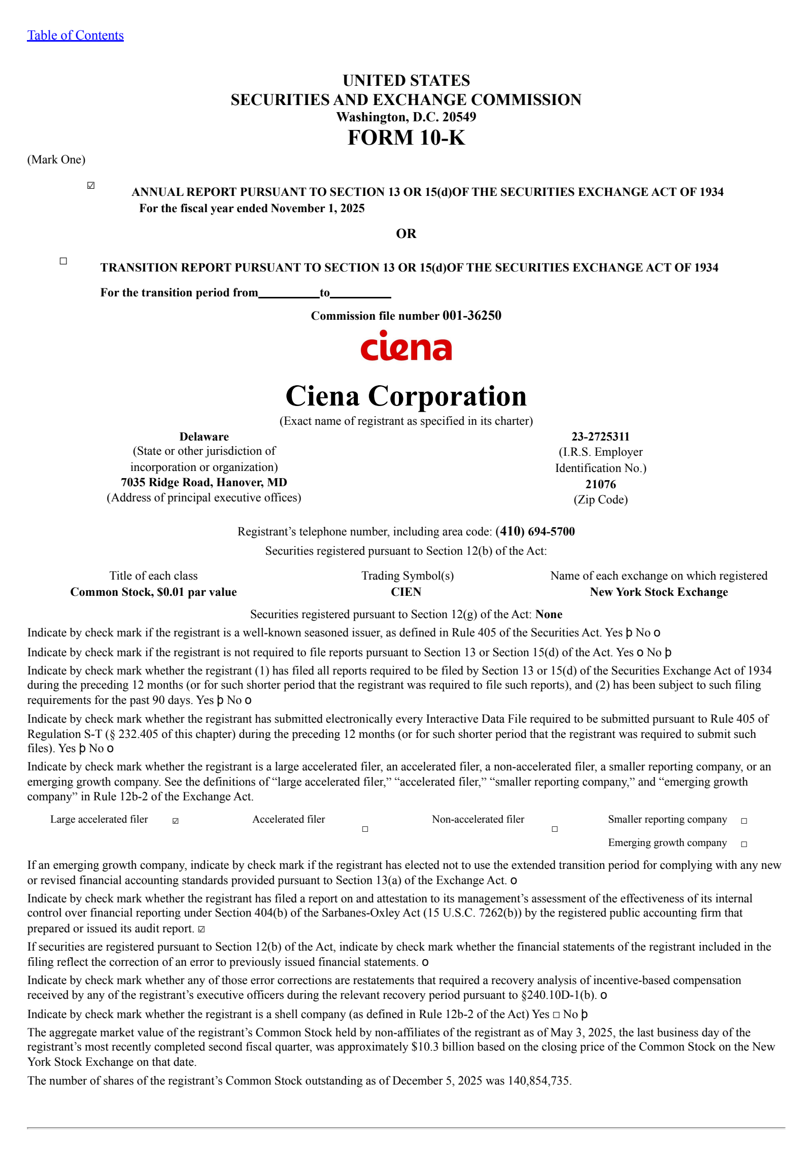 Ciena's Q4 2025 Annual Report