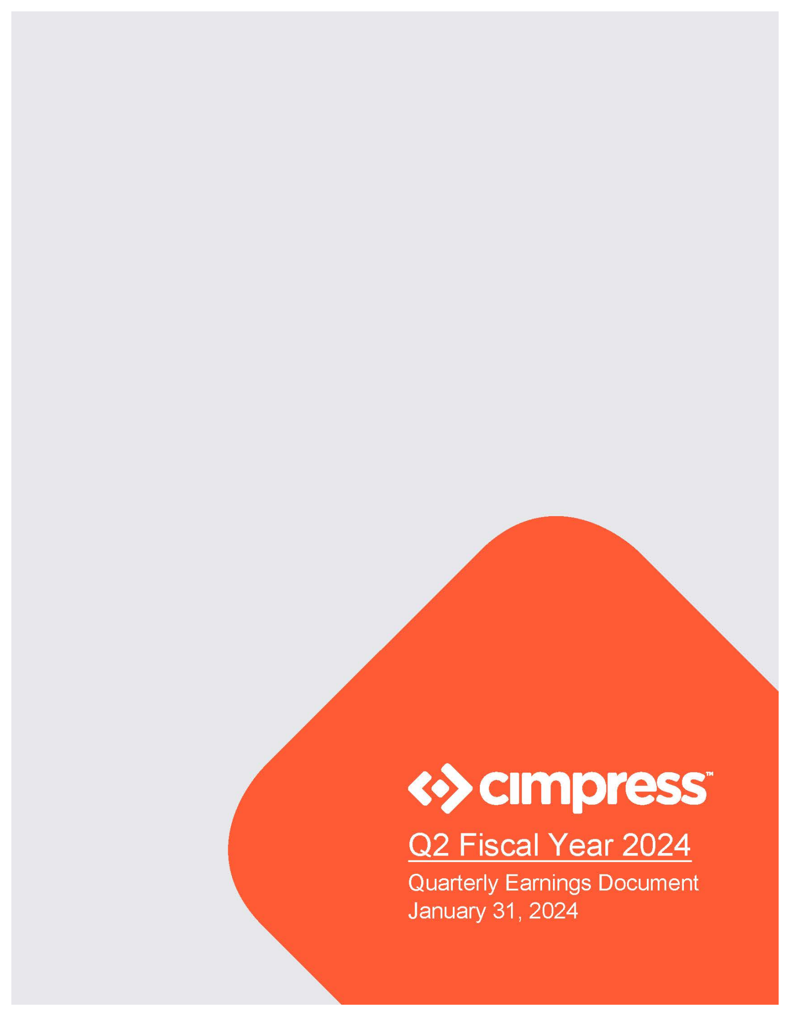 Cimpress' Q2 2024 Press Release