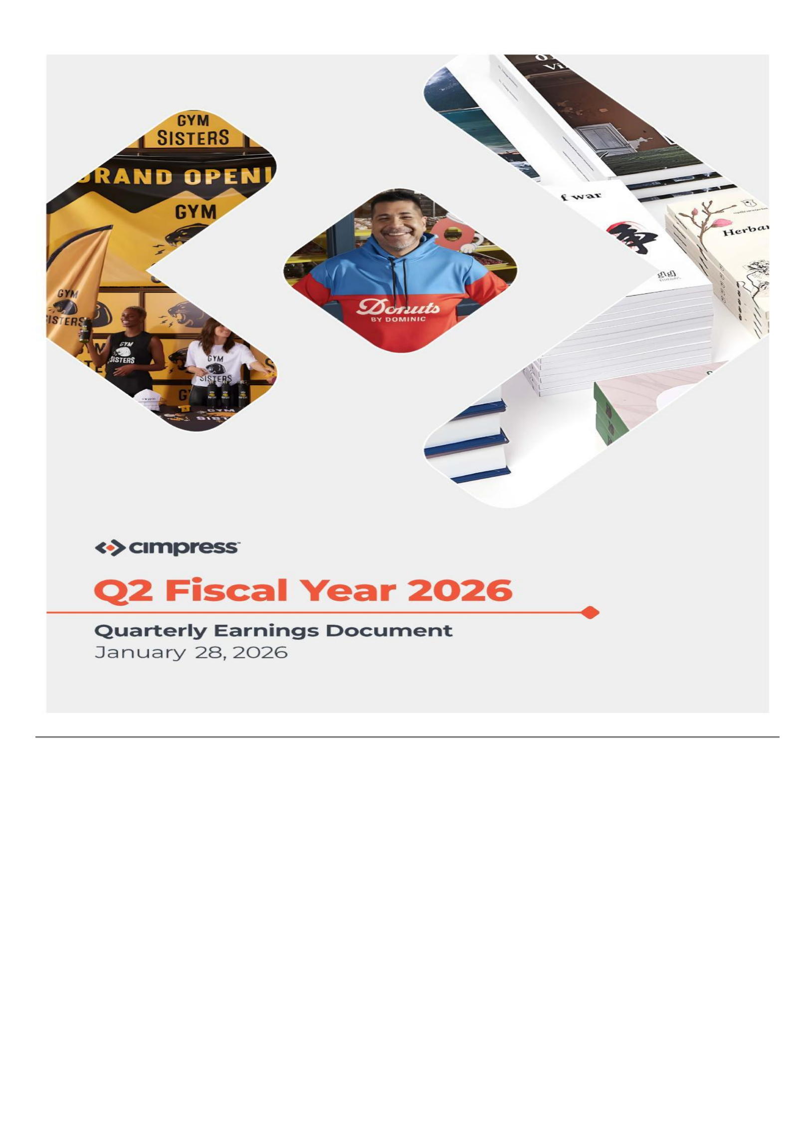 Cimpress' Q2 2026 Press Release
