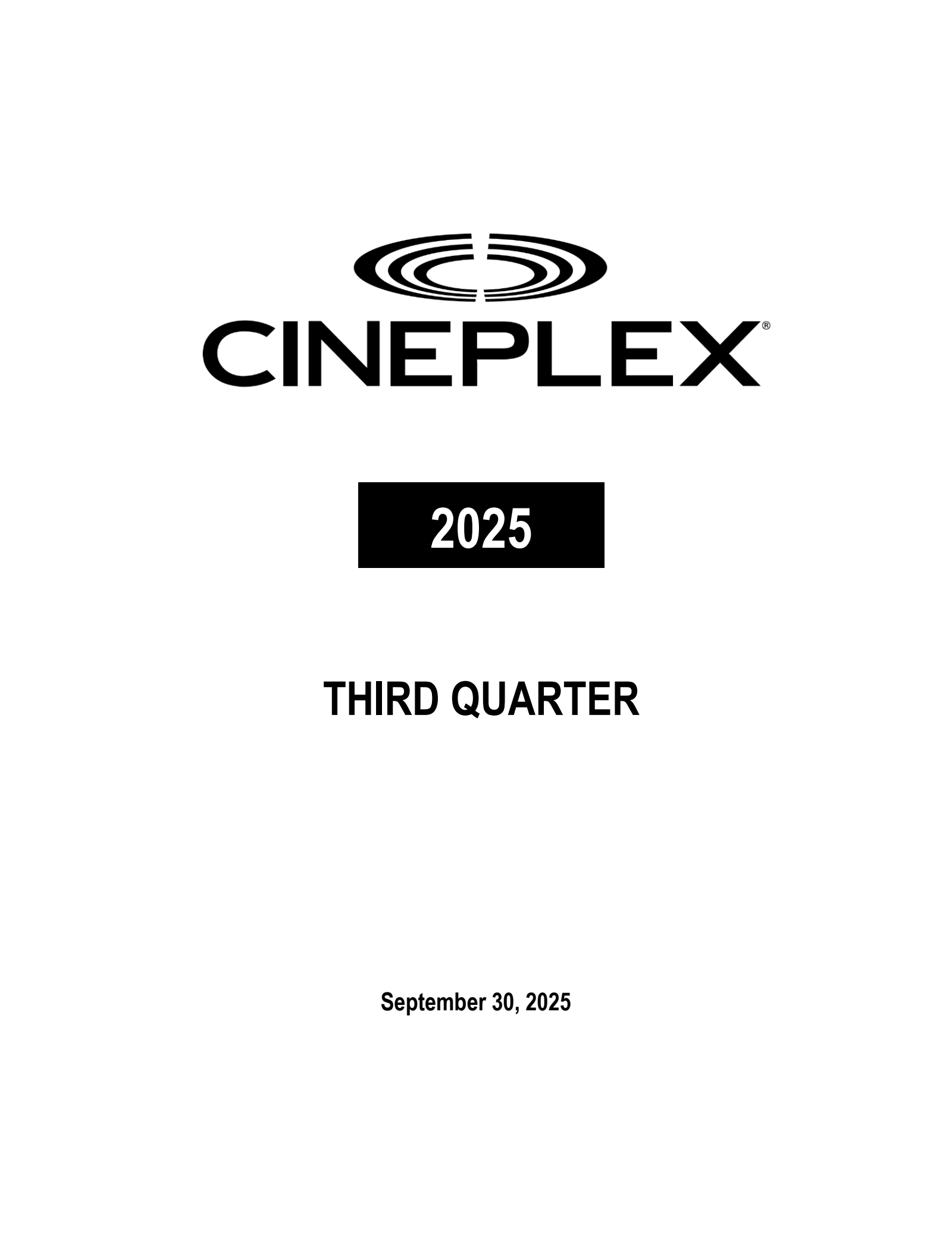 Cineplex's Q3 2025 Interim report