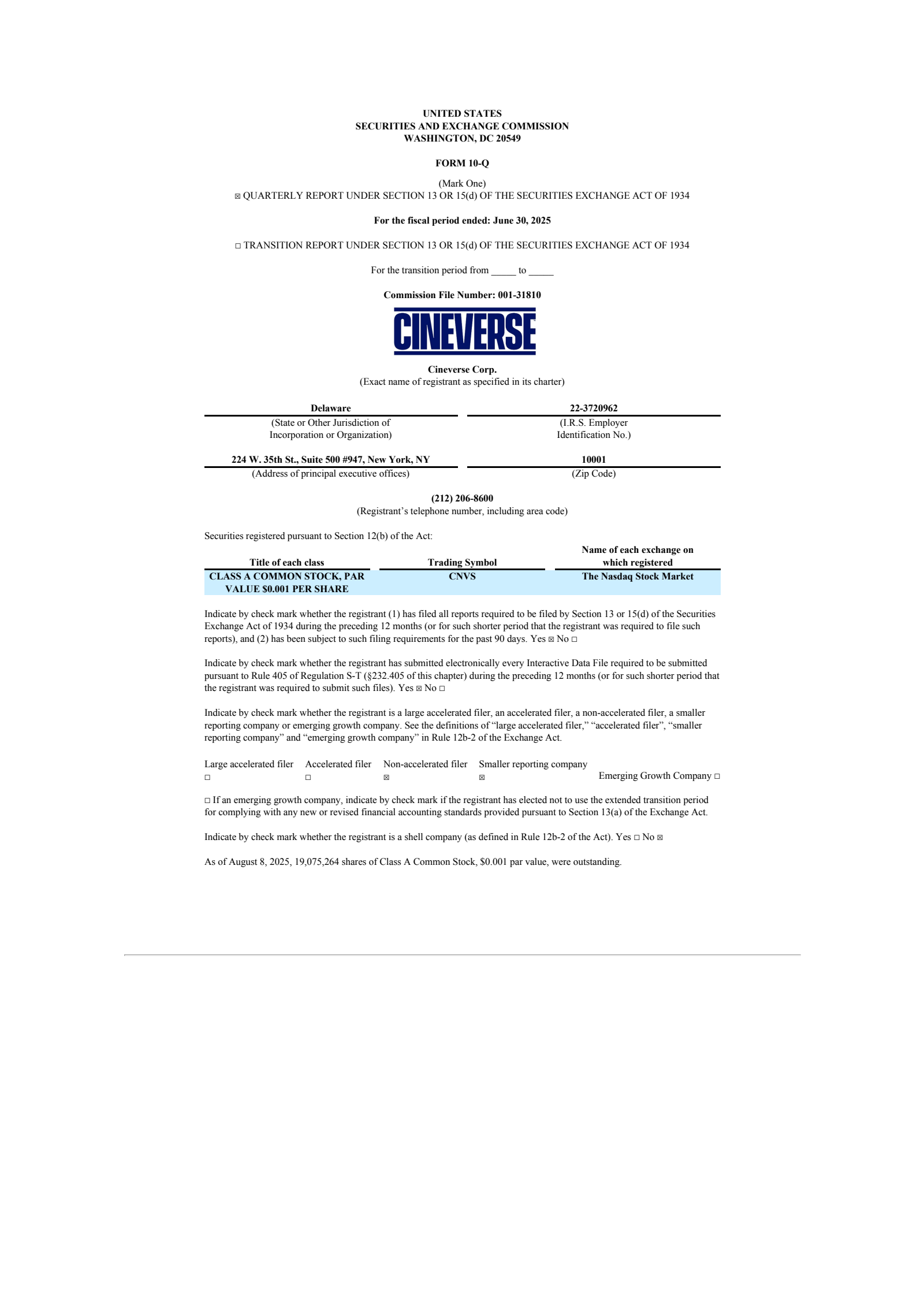 Cineverse's Q1 2026 Quarterly report