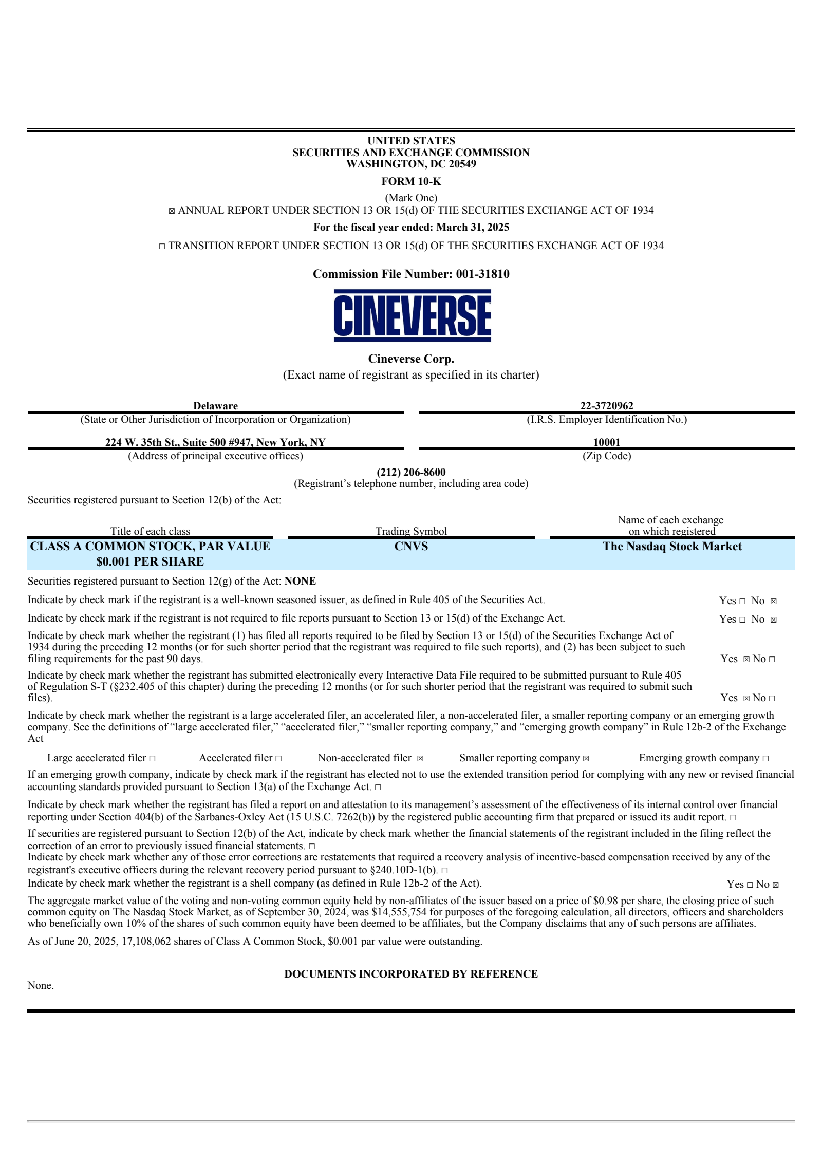 Cineverse's Q4 2025 Annual report