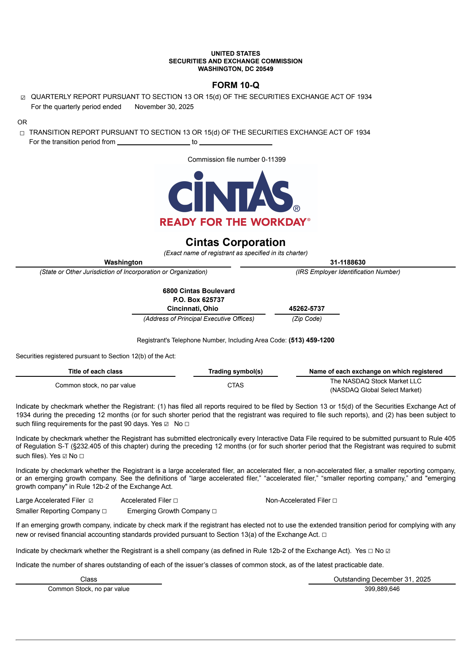 Cintas' Q2 2026 Quarterly Report