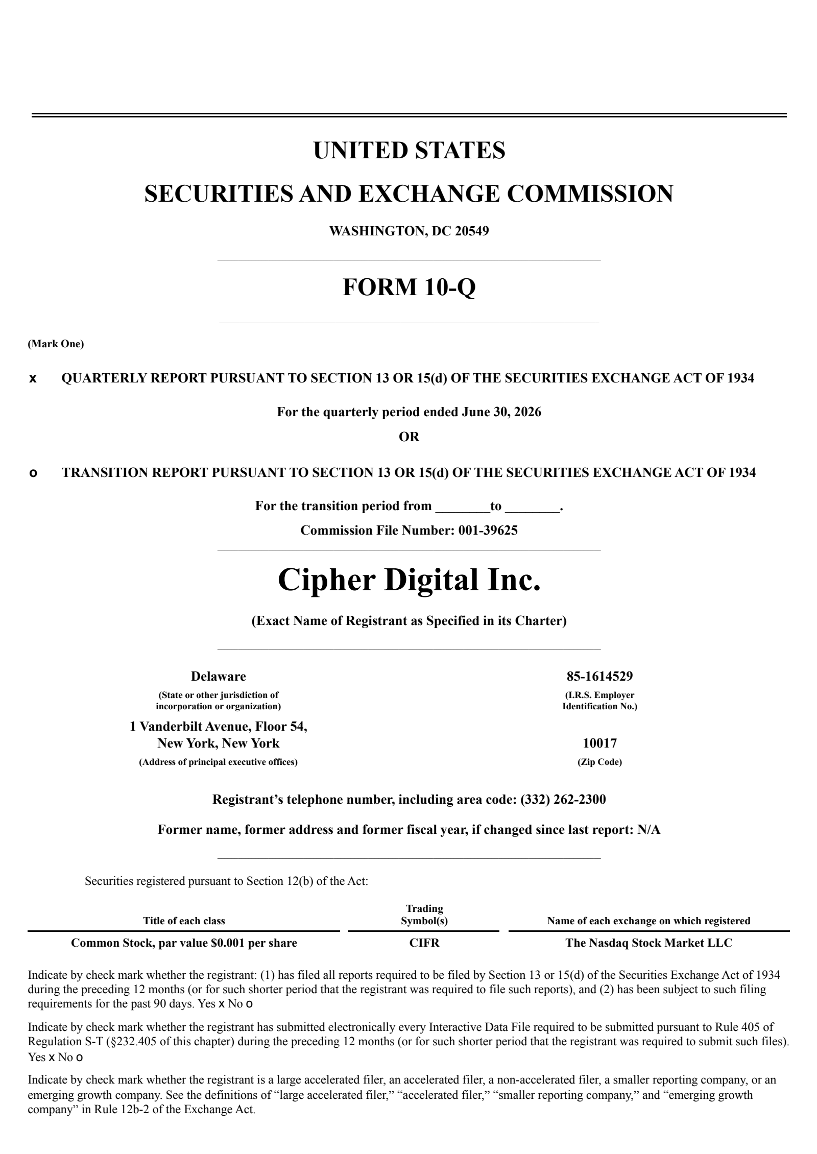Cipher Mining's Q2 2026 Quarterly report