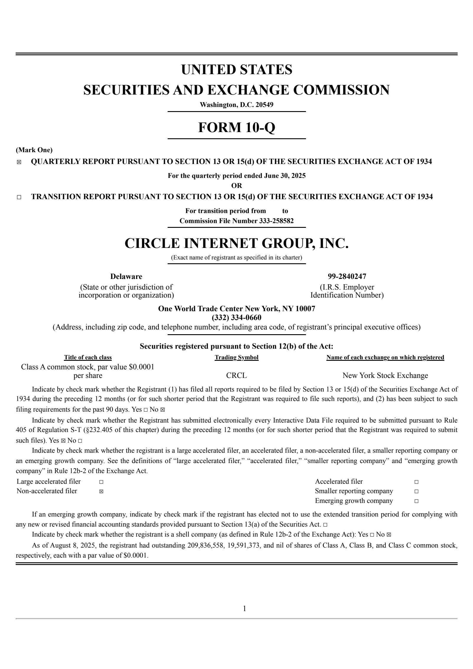 Circle Internet Group's Q2 2025 Quarterly report