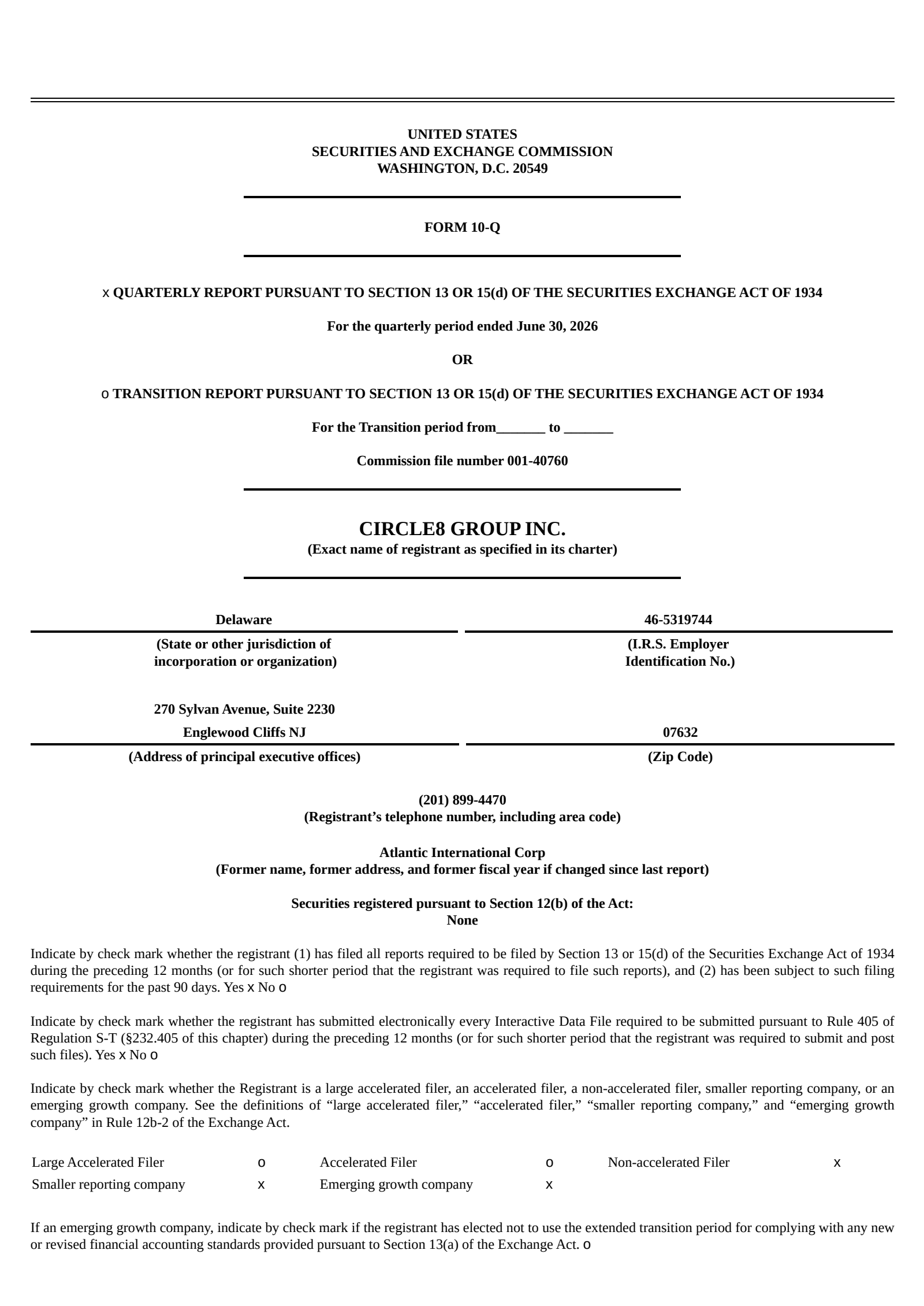 Atlantic International's Q2 2026 Quarterly report