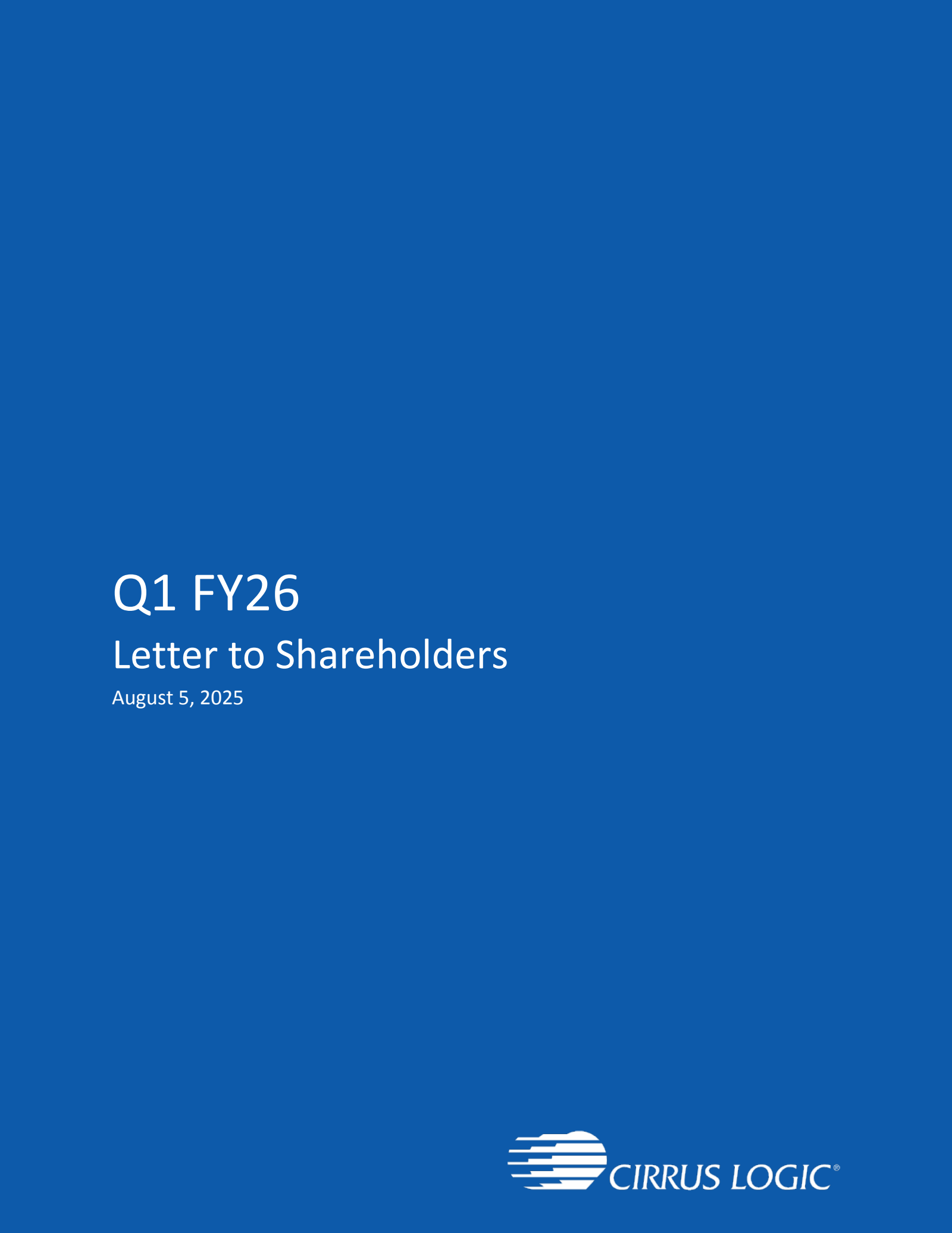 Cirrus Logic's Q1 2026 Press Release