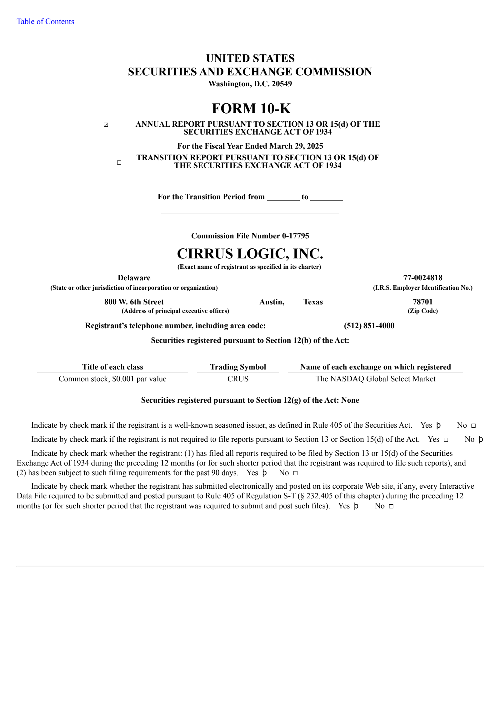 CRUS Q4 2025 Earnings Report on 5/6/2025