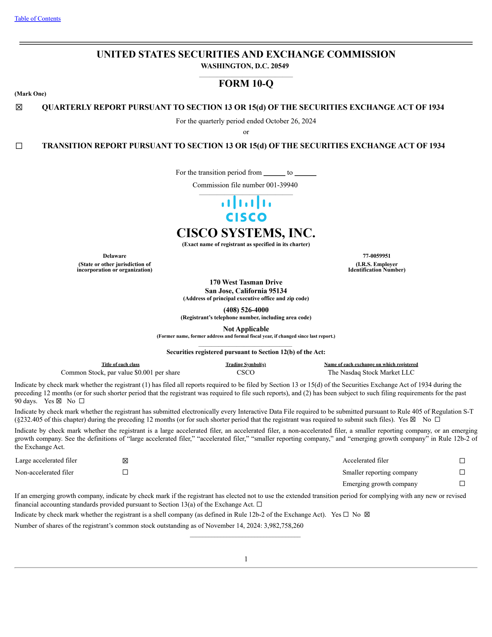 Cisco Systems' Q1 2025 Quarterly Report