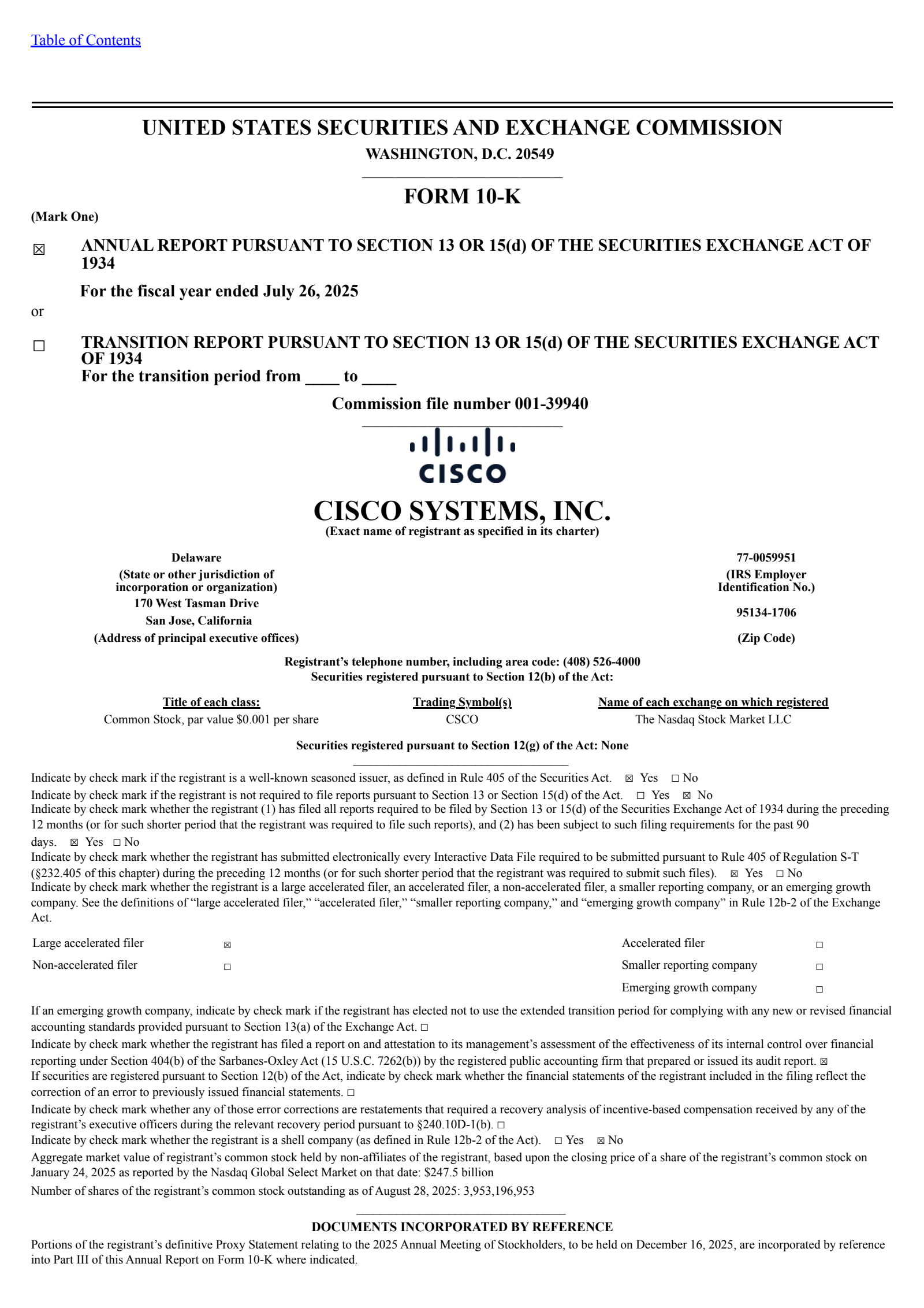Cisco Systems' Q4 2025 Annual report