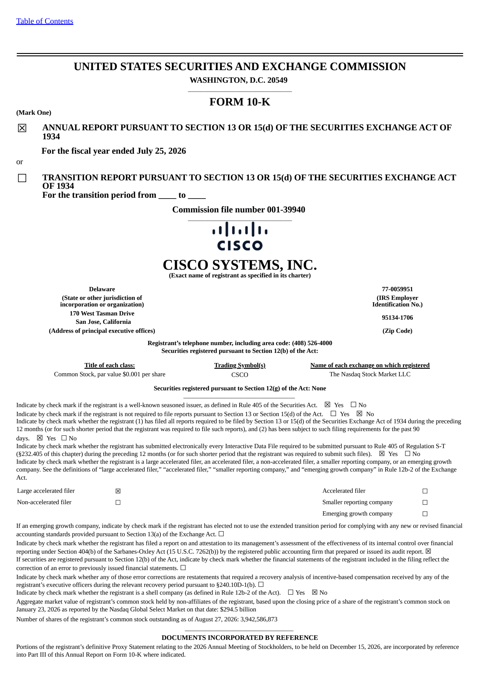 Cisco Systems' Q4 2026 Annual report