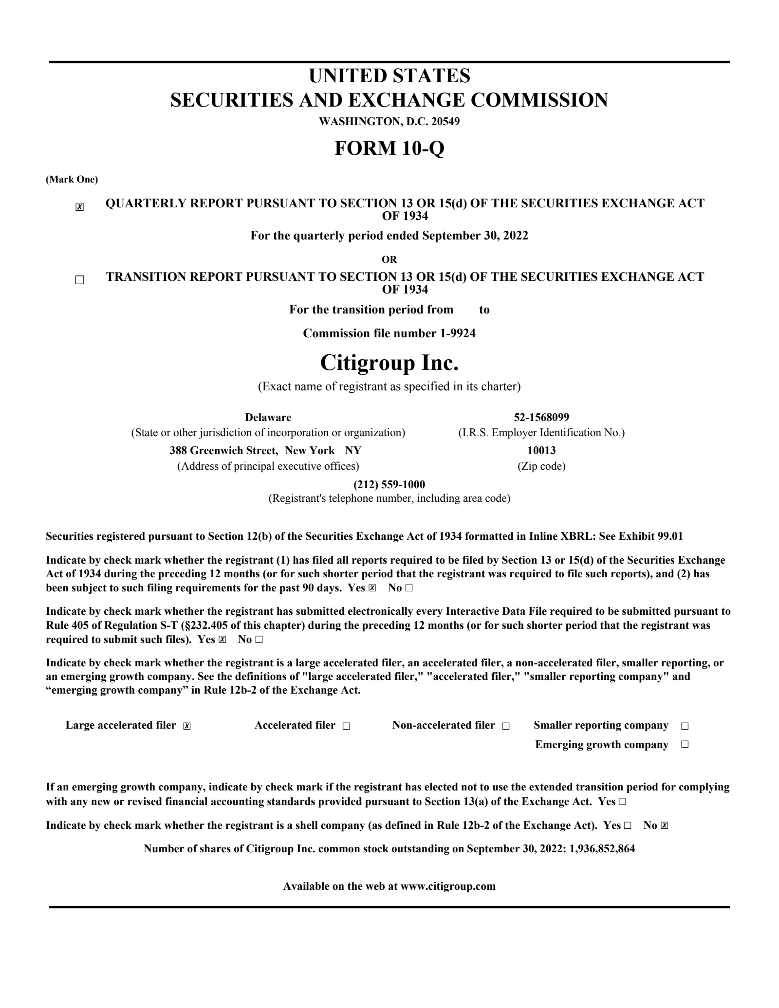 Citigroup's Q3 2022 Earnings Release