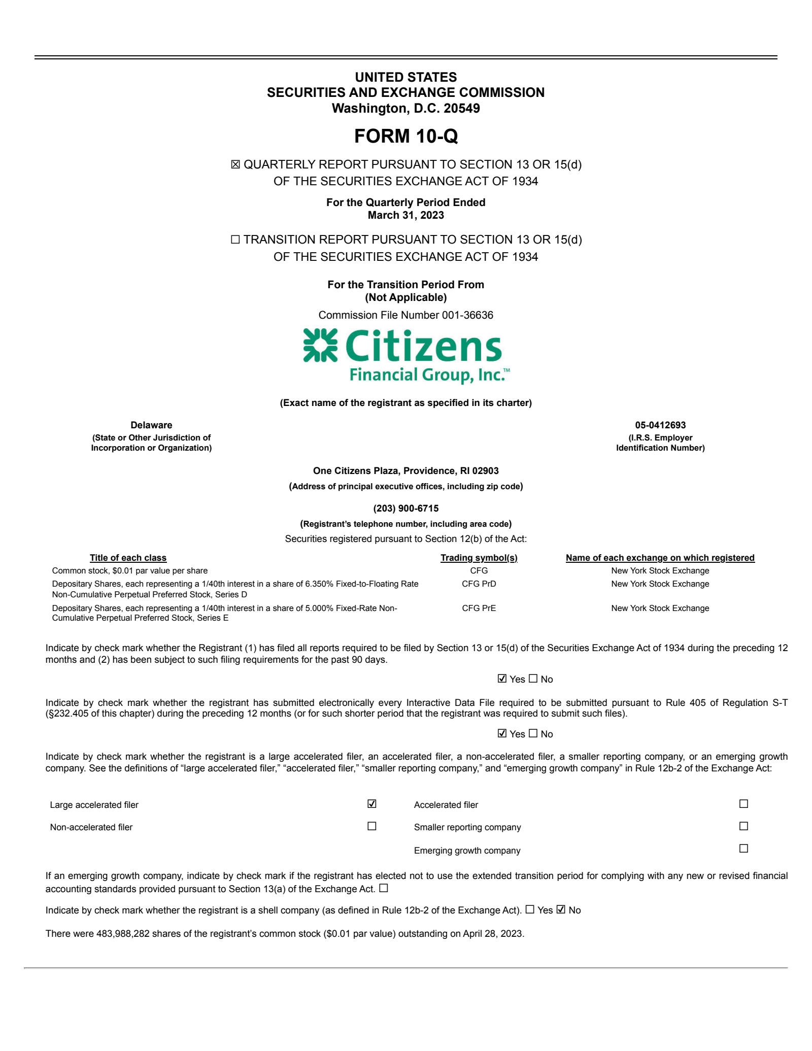 Citizens Financial Group's Q1 2023 Quarterly Report