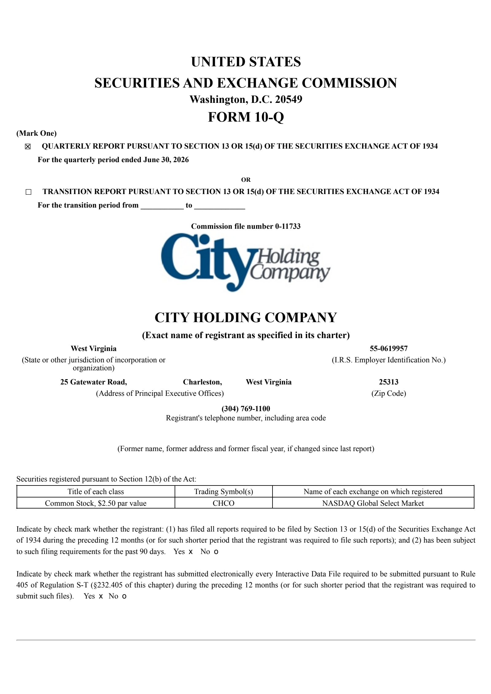 City's Q2 2026 Quarterly report