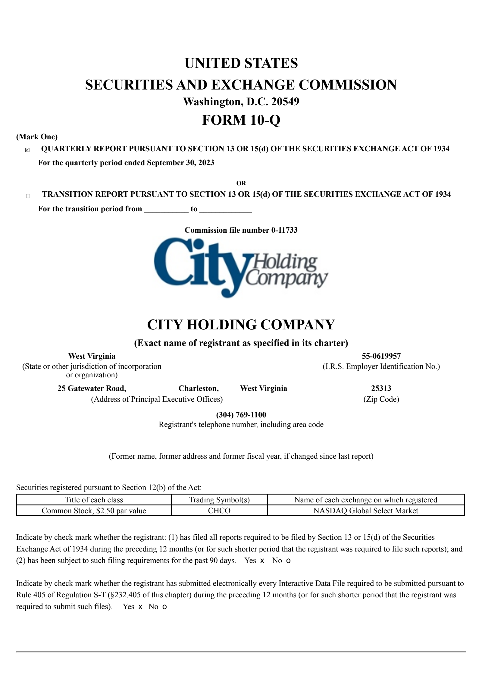 City's Q3 2023 Quarterly report