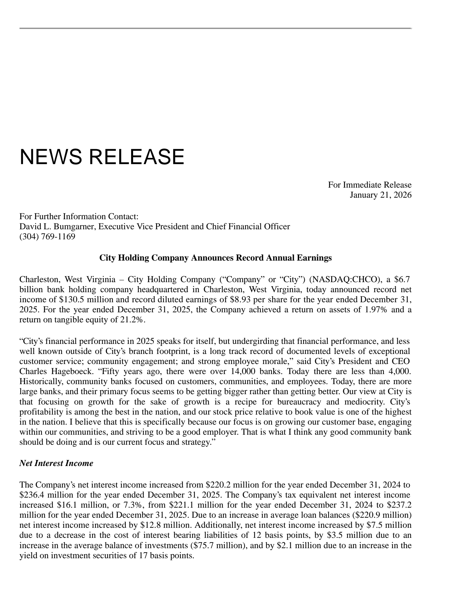 City's Q4 2025 Press Release